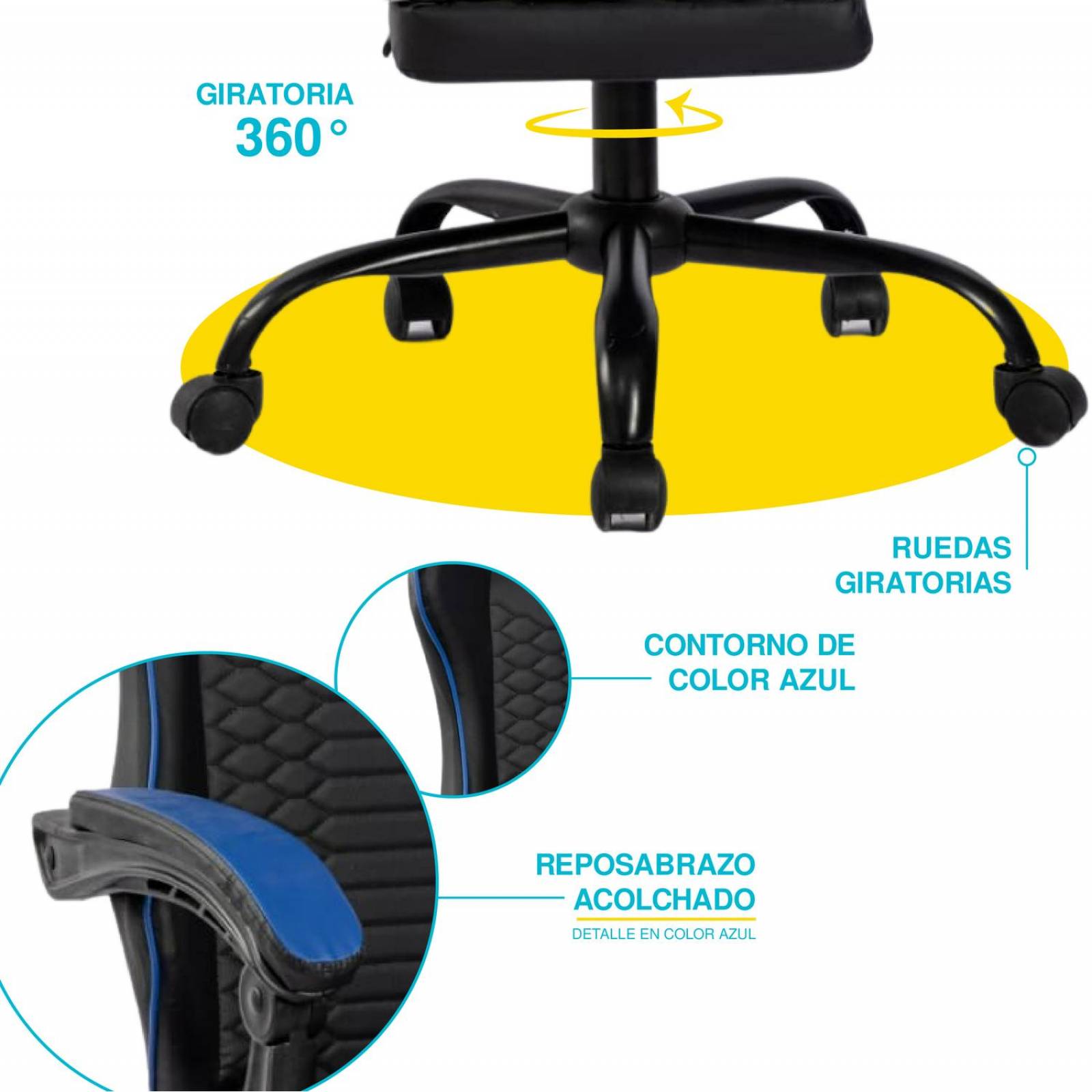 Silla Gamer Titano Cobra Ultimate Escritorio Ergonómica Reclinable Azul