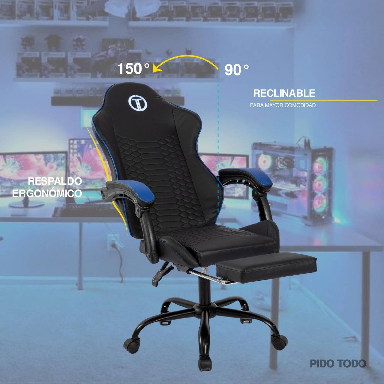 Silla Gamer Titano Cobra Ultimate Escritorio Ergonómica Reclinable Azul