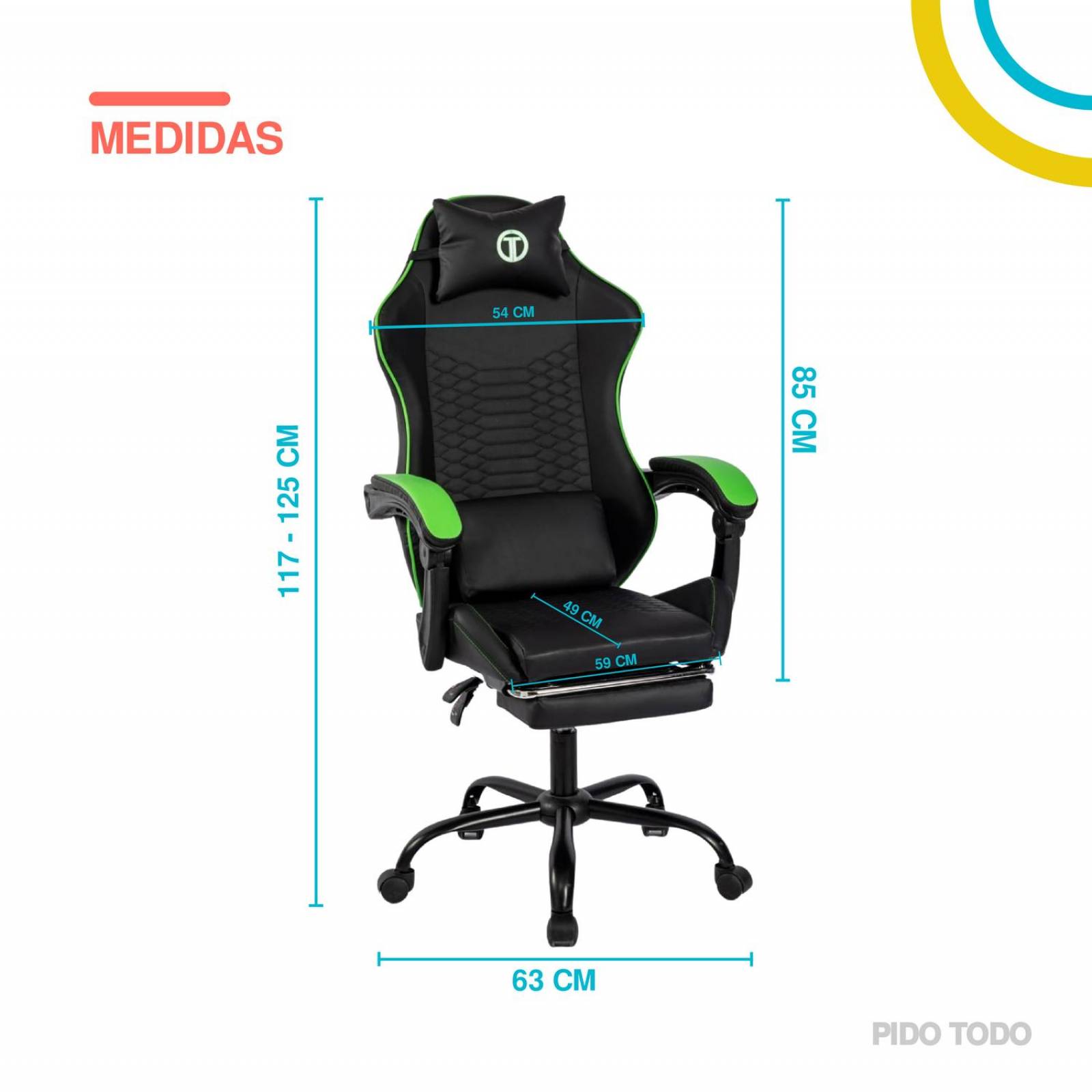 Silla Gamer Titano Cobra Ultimate Escritorio Ergonómica Reclinable Verde