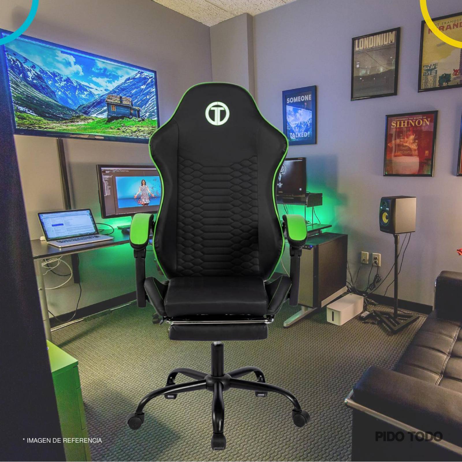 Silla Gamer Titano Cobra Ultimate Escritorio Ergonómica Reclinable Verde
