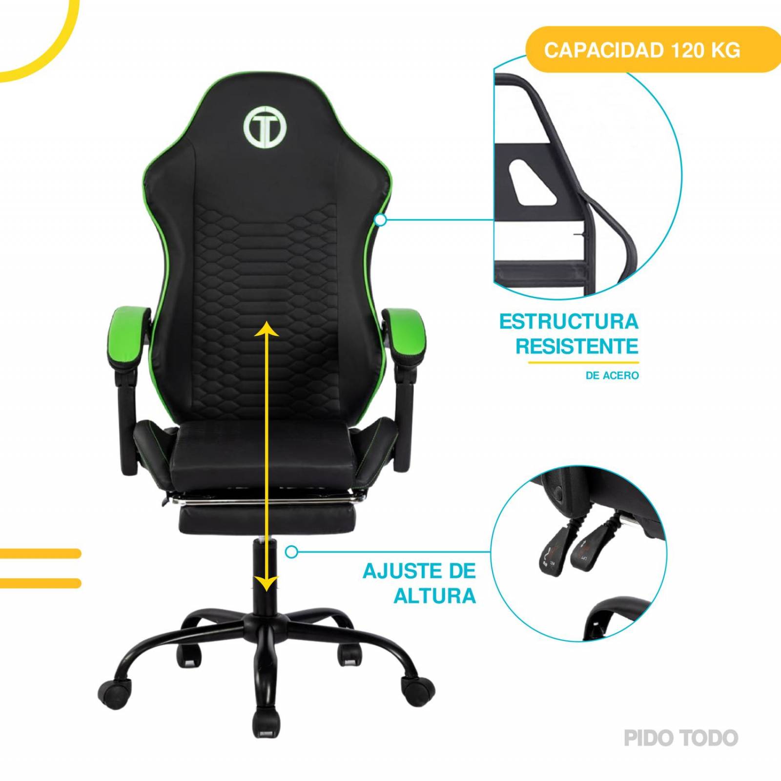 Silla Gamer Titano Cobra Ultimate Escritorio Ergonómica Reclinable Verde