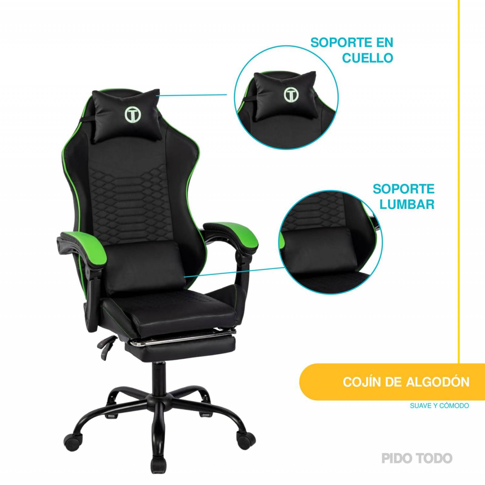 Silla Gamer Titano Cobra Ultimate Escritorio Ergonómica Reclinable Verde