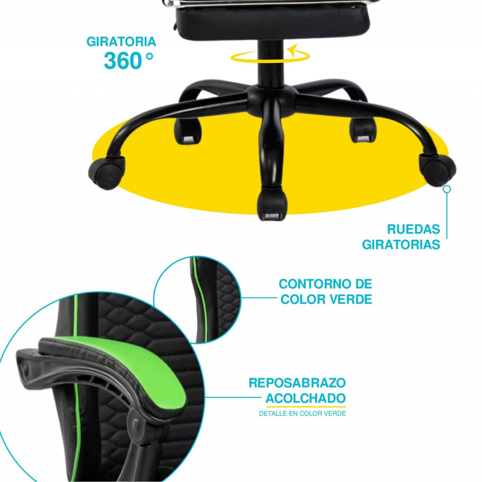 Silla Gamer Titano Cobra Ultimate Escritorio Ergonómica Reclinable Verde