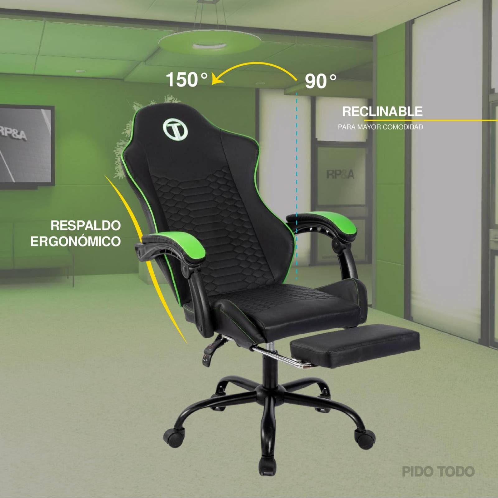 Silla Gamer Titano Cobra Ultimate Escritorio Ergonómica Reclinable Verde