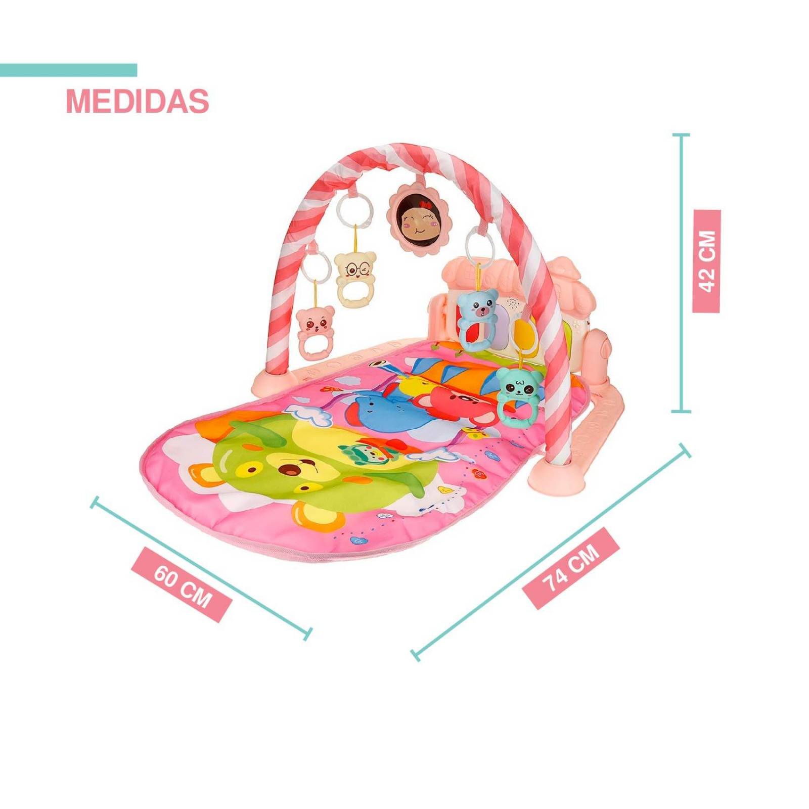Tapete de ejercicio didactico bebe con sonido Rosa claro