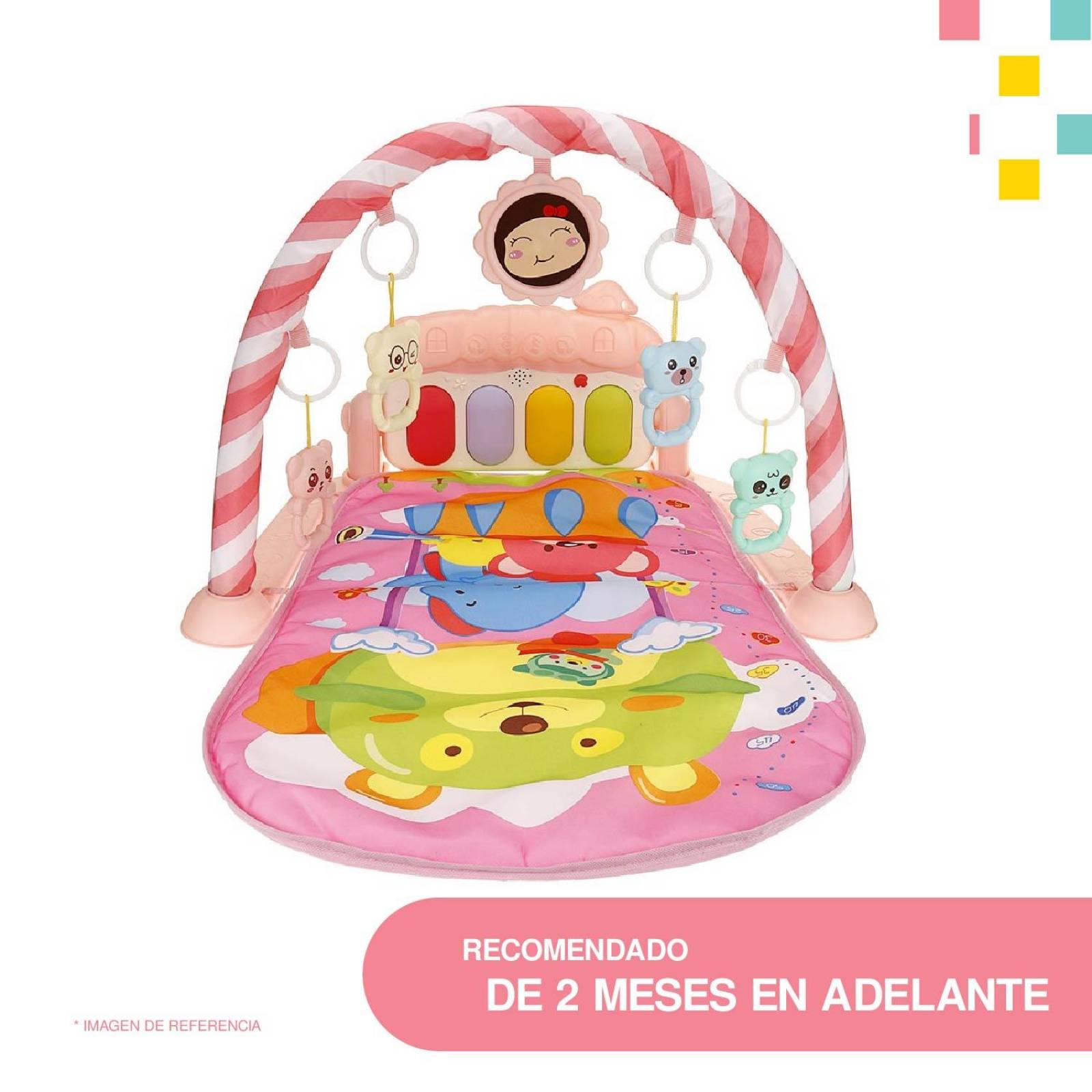 Tapete de ejercicio didactico bebe con sonido Rosa claro