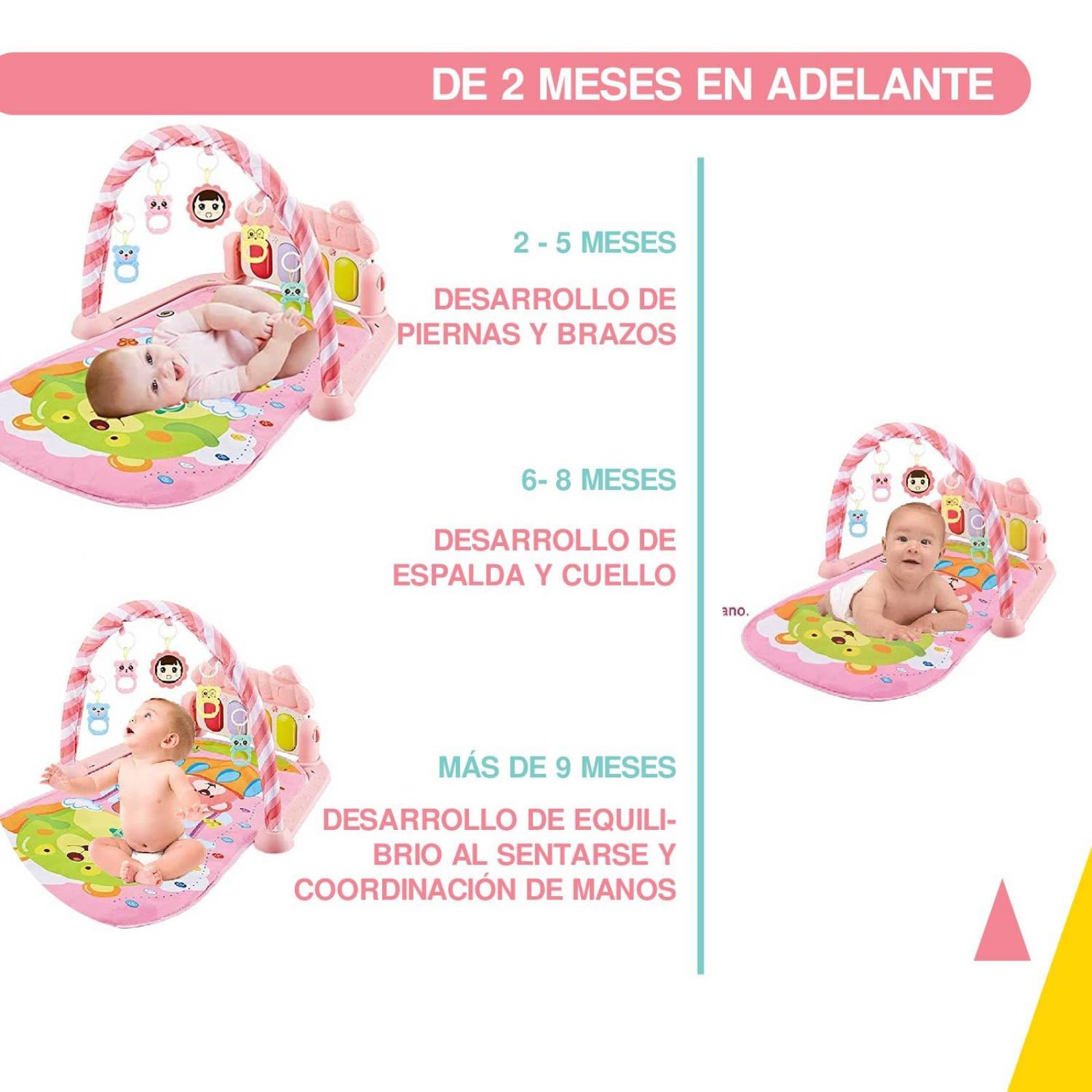 Tapete de ejercicio didactico bebe con sonido Rosa claro