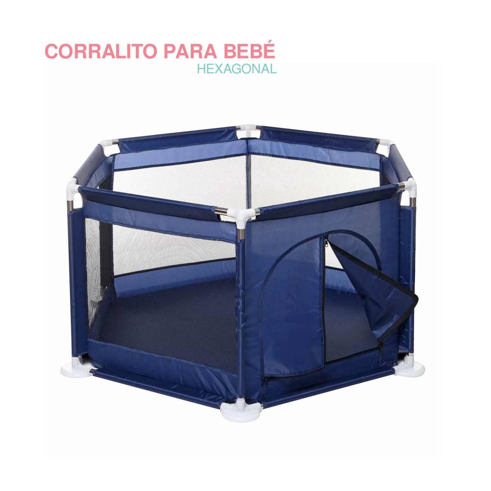 Corral para bebe hexagonal 1.25m x 65cm Azul