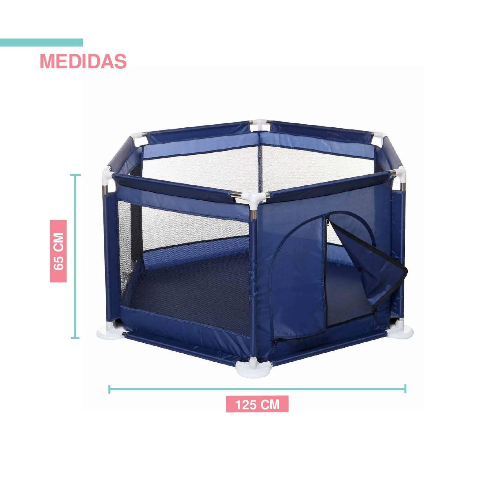Corral para bebe hexagonal 1.25m x 65cm Azul