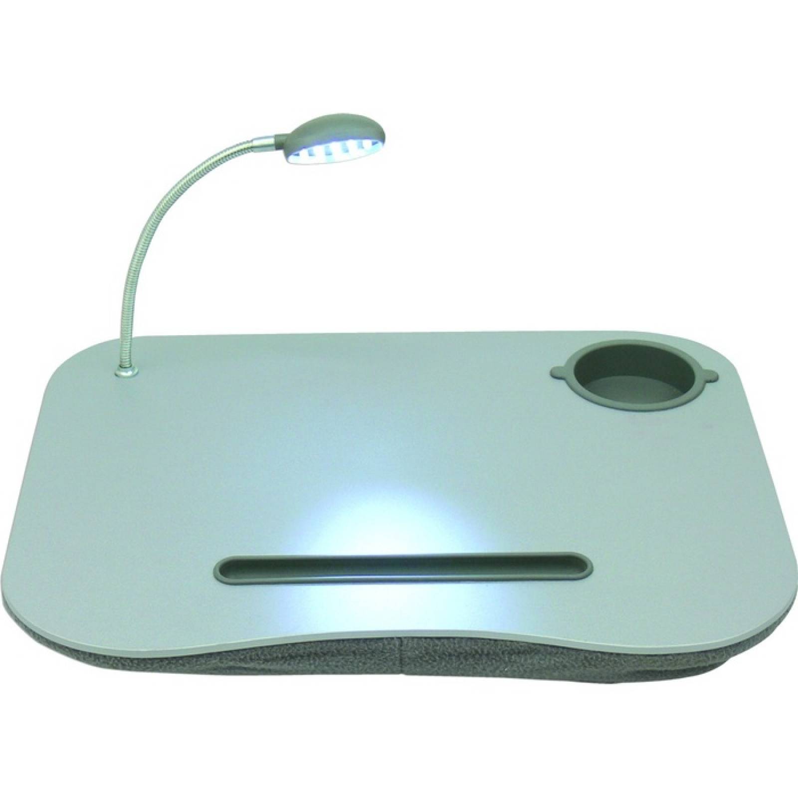 Escritorio para computadora porttil QVS con cojn incorporado  luz LED y portavasos