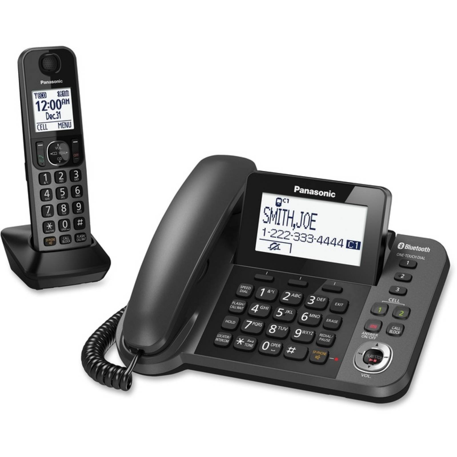 Telfono inalmbrico Bluetooth KXTGF380M de Panasonic  Plateado Negro