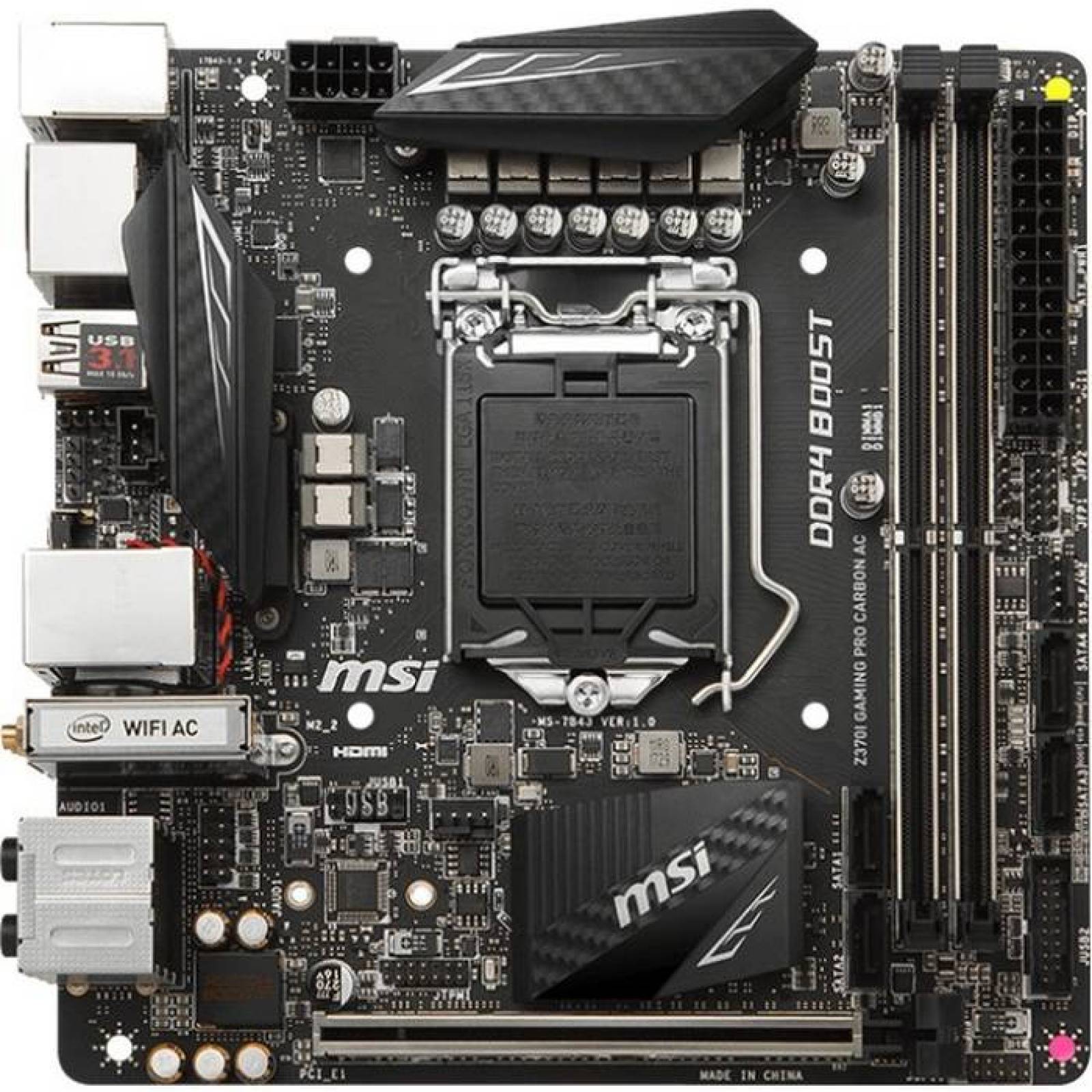 Tarjeta madre de escritorio AC MSI Z370I GAMING PRO CARBON  Chipset Intel  Conector H4 LGA1151