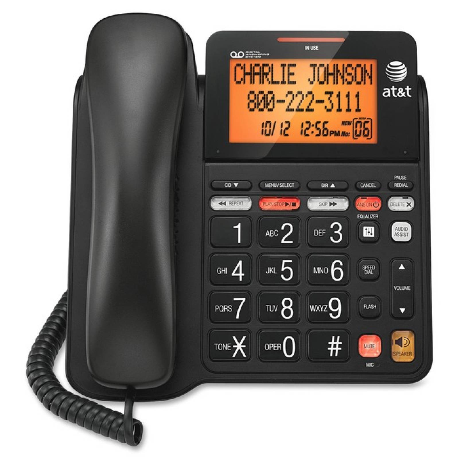 Sistema de telfono con cable ATampT CL4940 con contestador automtico botones grandes y pantalla de inclinacin gran