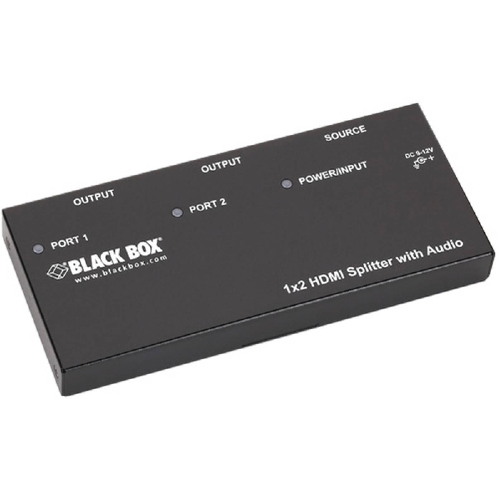 Splitter HDMI de caja negra 1 x 2 con audio