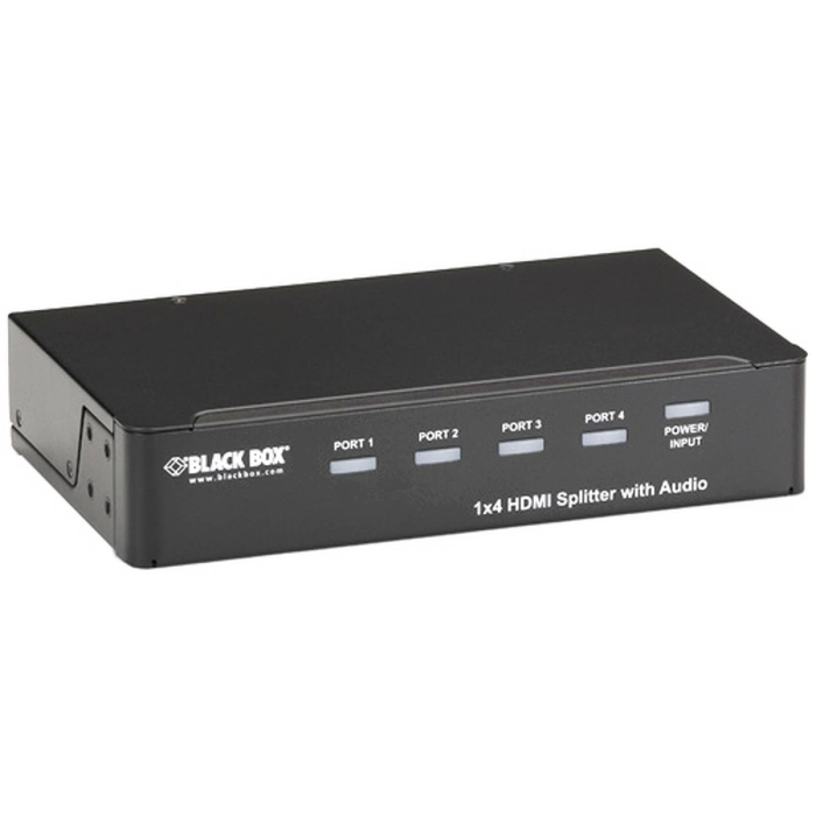 Splitter HDMI de caja negra 1 x 4 con audio