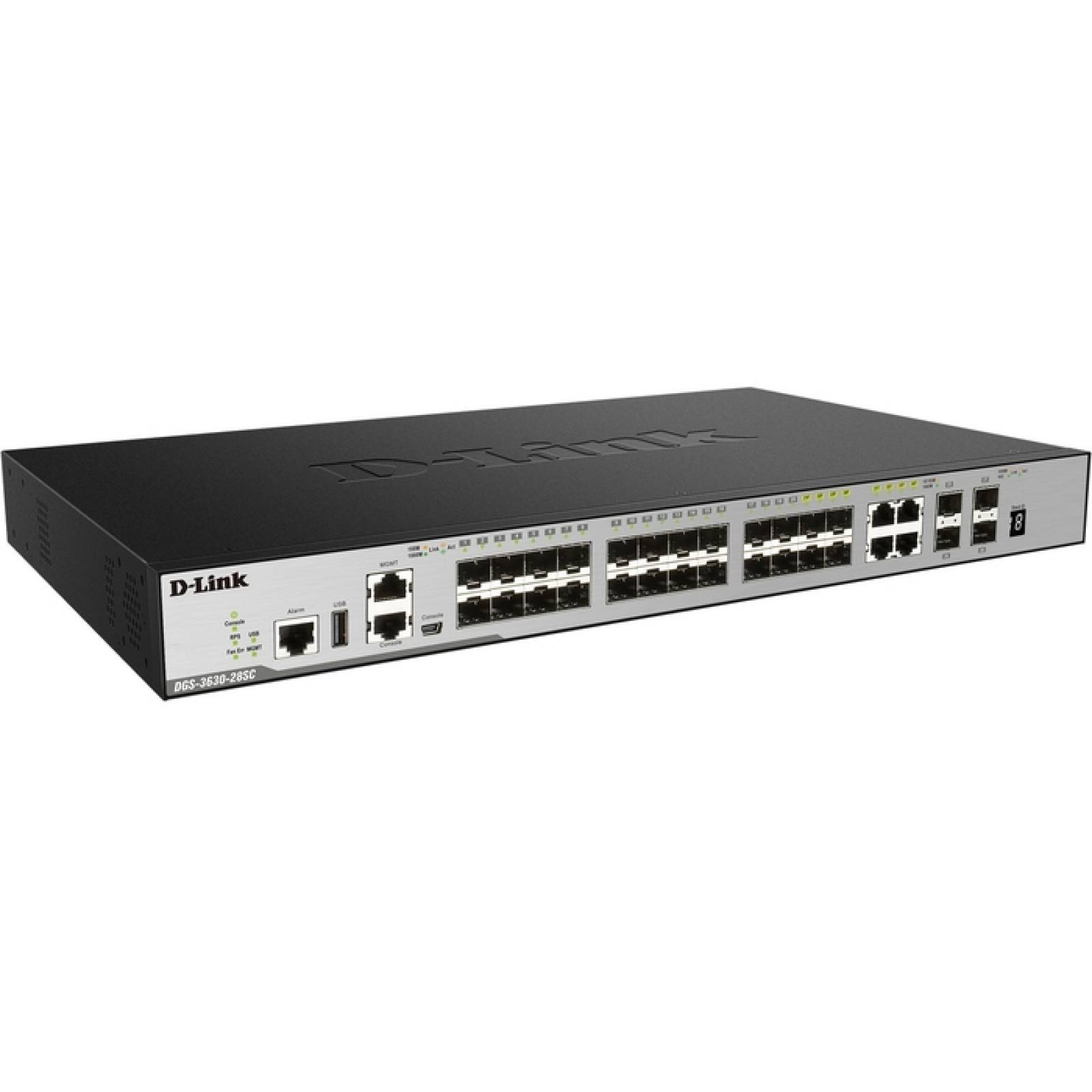 DLink 28Port Layer 3 Switch Gigabit gestionado apilable que incluye 4 puertos de 10 GbE
