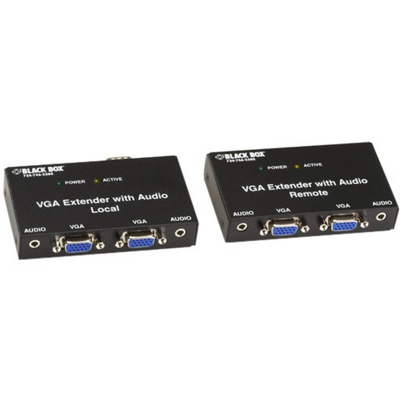 Black Box VGA Extender Kit con audio 2 puertos locales 2 puertos remotos