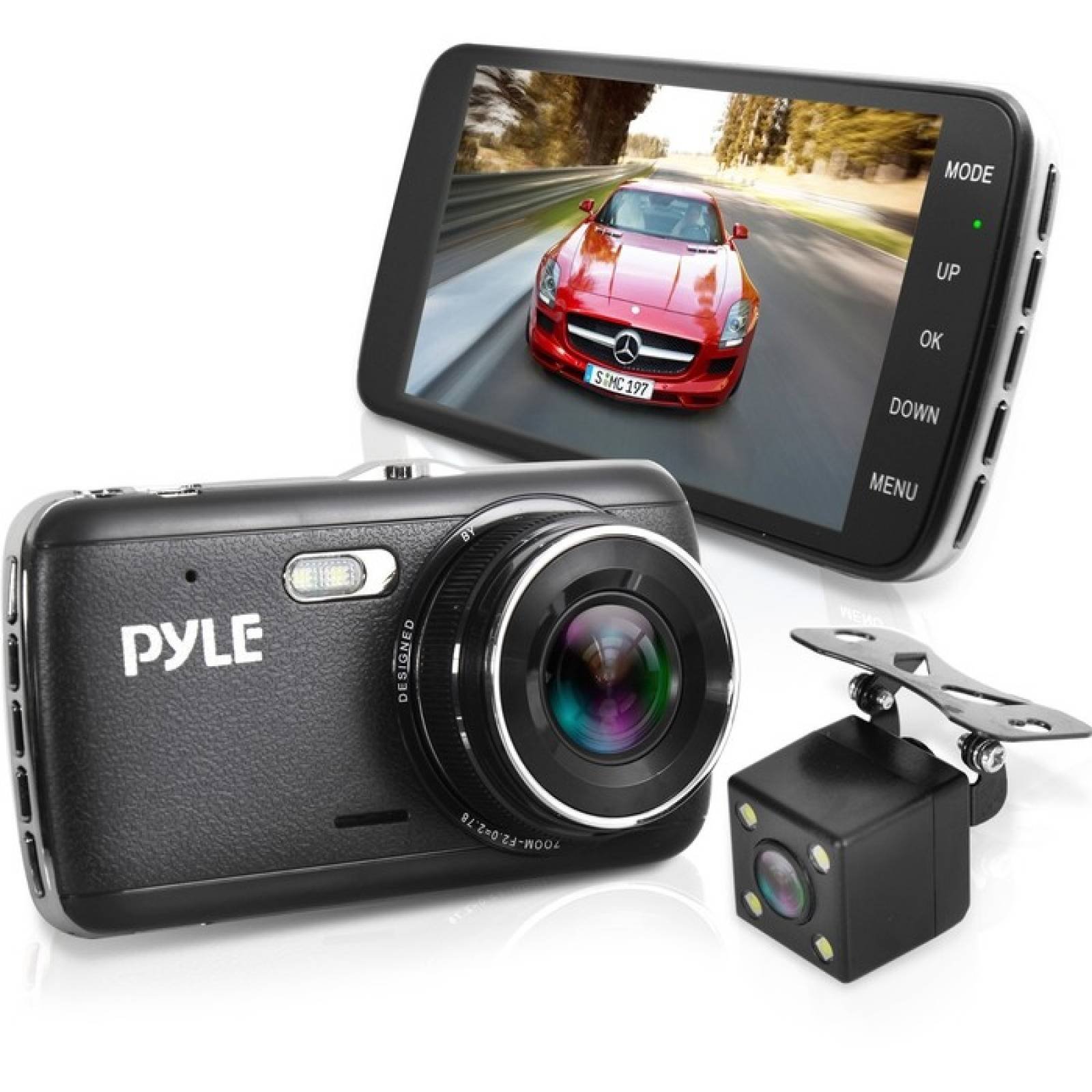 Pyle Vehicle DVR Dash Cam Kit  Sistema de grabacin de video de doble cmara con Full HD 1080p