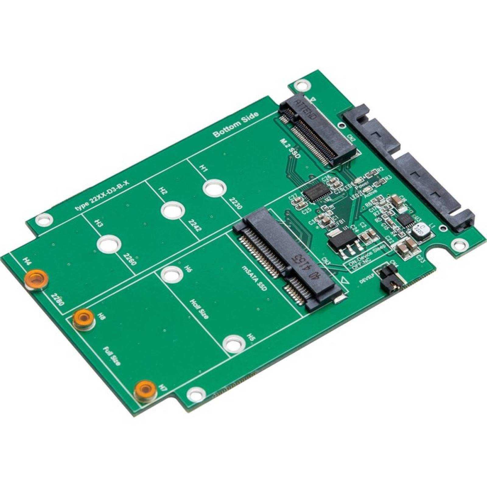 M2  MSATA SSD DUAL CONNECTOR  TO SATA III 25IN ENCL SYADA40093