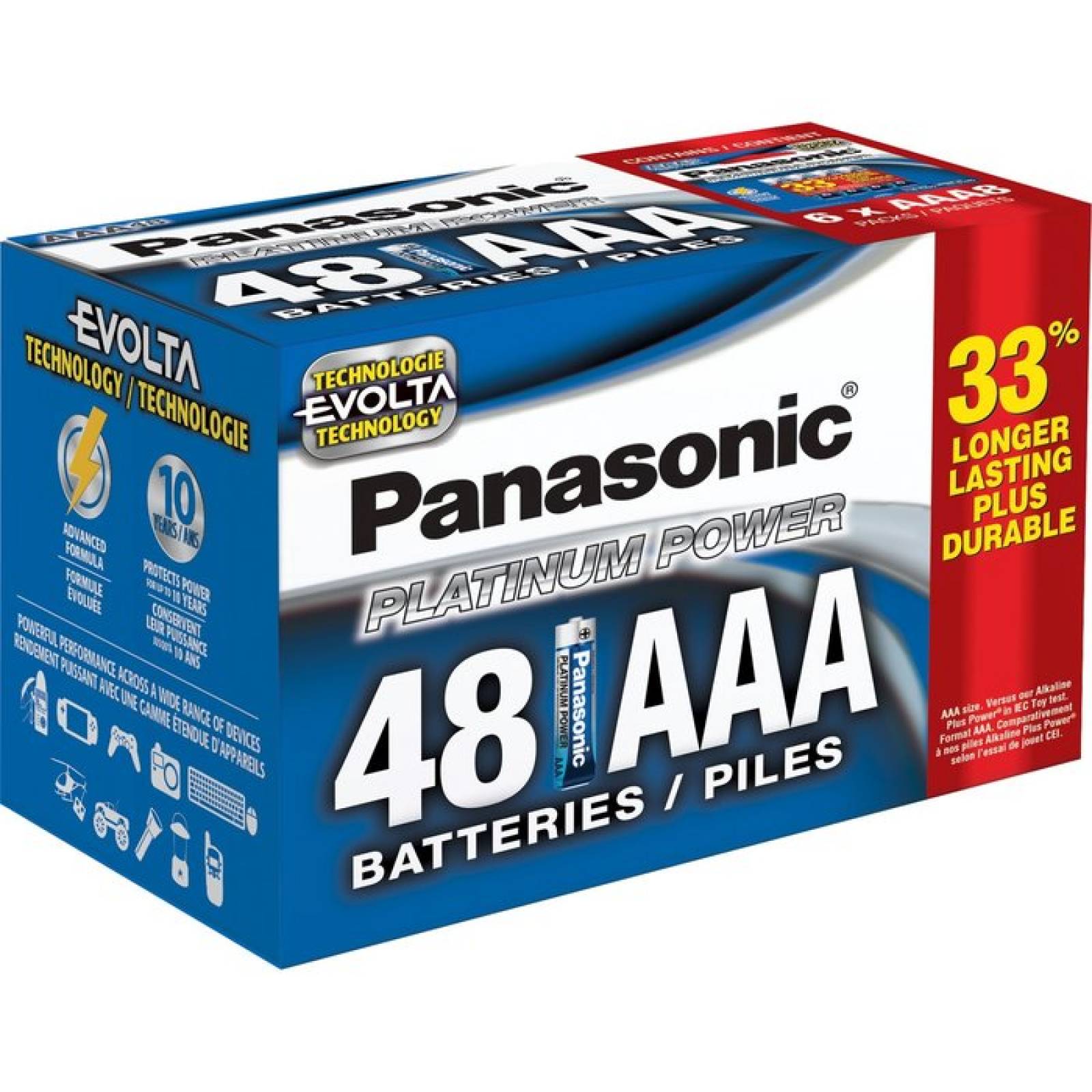 AAA48 PLATINUM PWR BLISTER BOX  LAST 33 LONGER THAN ALKALINE PLUS