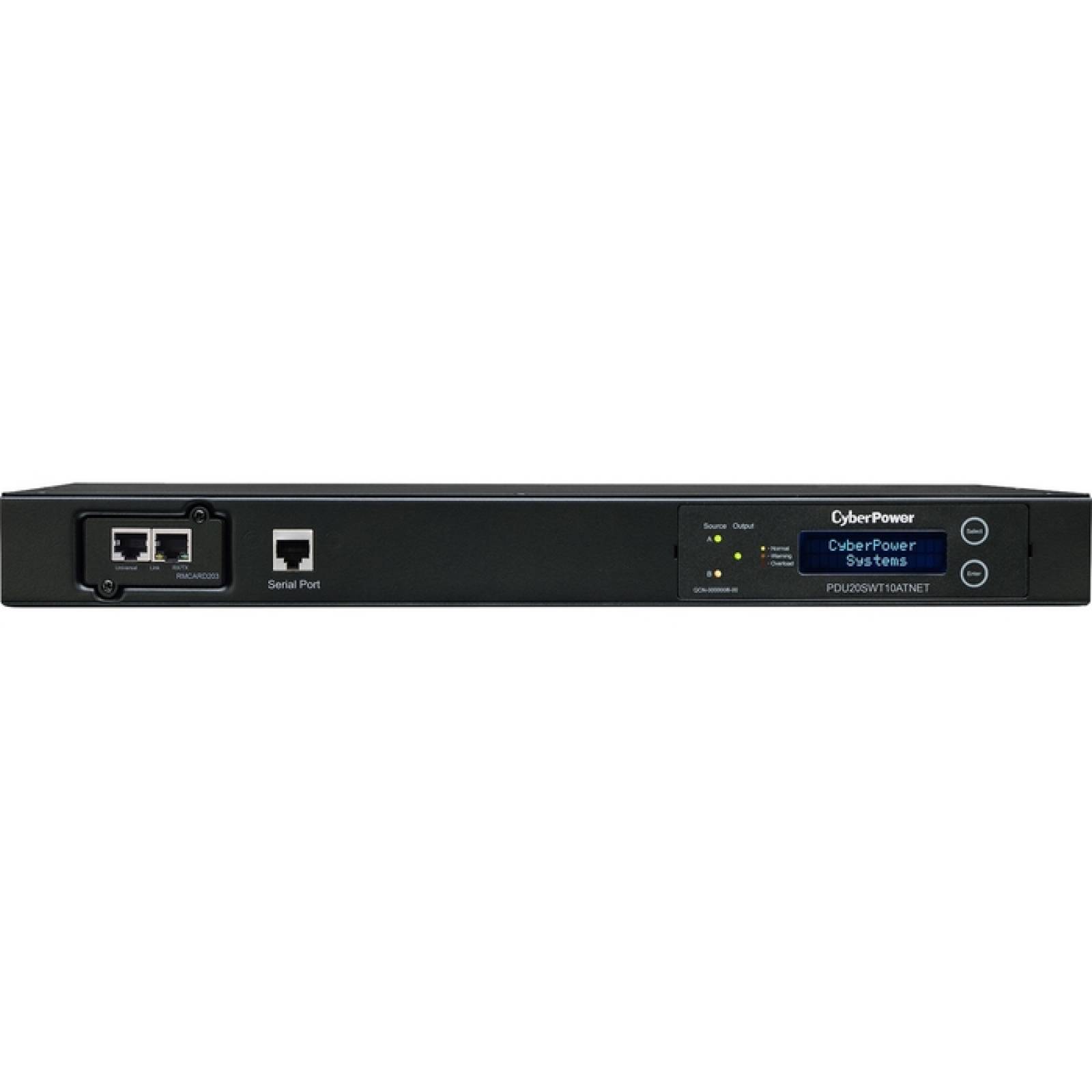 CyberPower PDU20SWT10ATNET PDU ATS conmutada 120V 20A 1U 10 salidas (2) L520P
