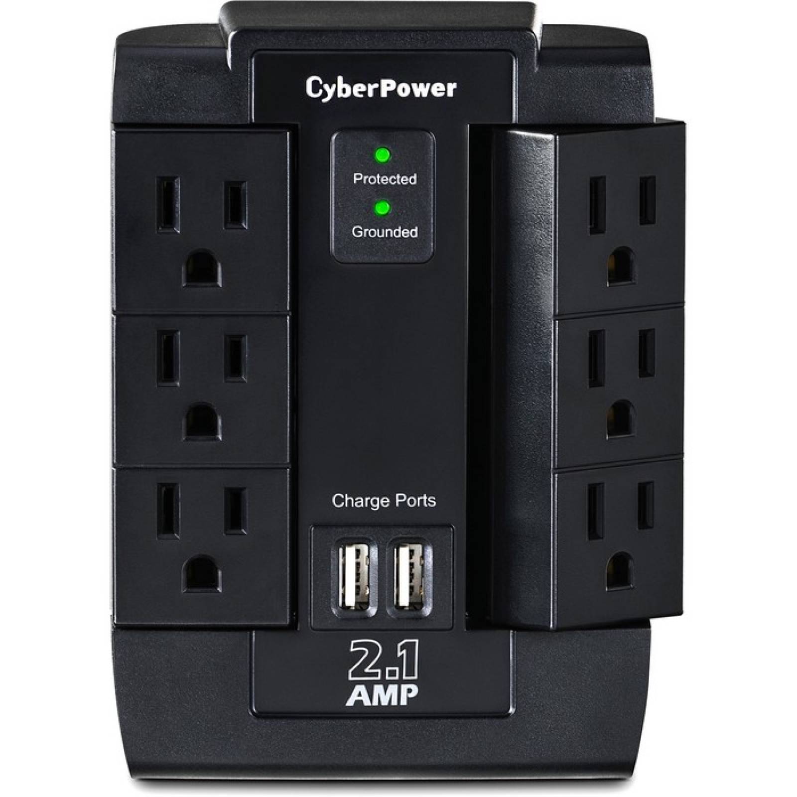 Los tomacorrientes giratorios CyberPower CSP600WSU Professional 6 surgen con 1200J 221A USB y toma de pared cajas ma