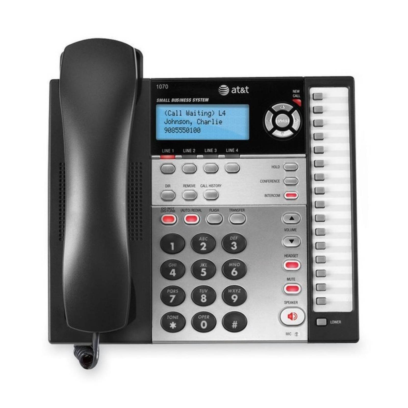 ATampT 1070 Telfono para pequeas empresas con cable y expandible de 4 lneas con identificador de llamadas