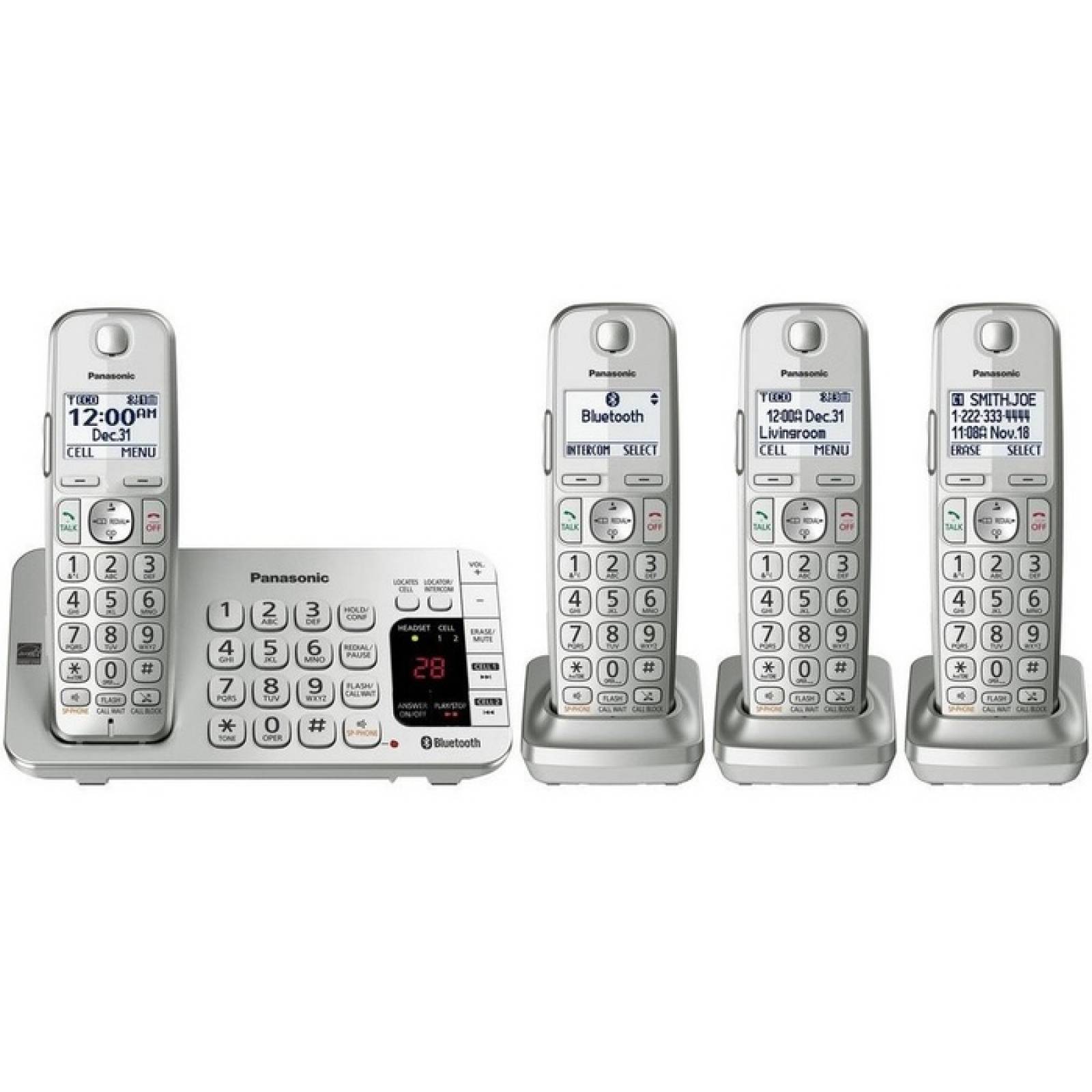 Telfono inalmbrico Panasonic Link2Cell KXTGE474S DECT 60 a 190 GHz  Plateado