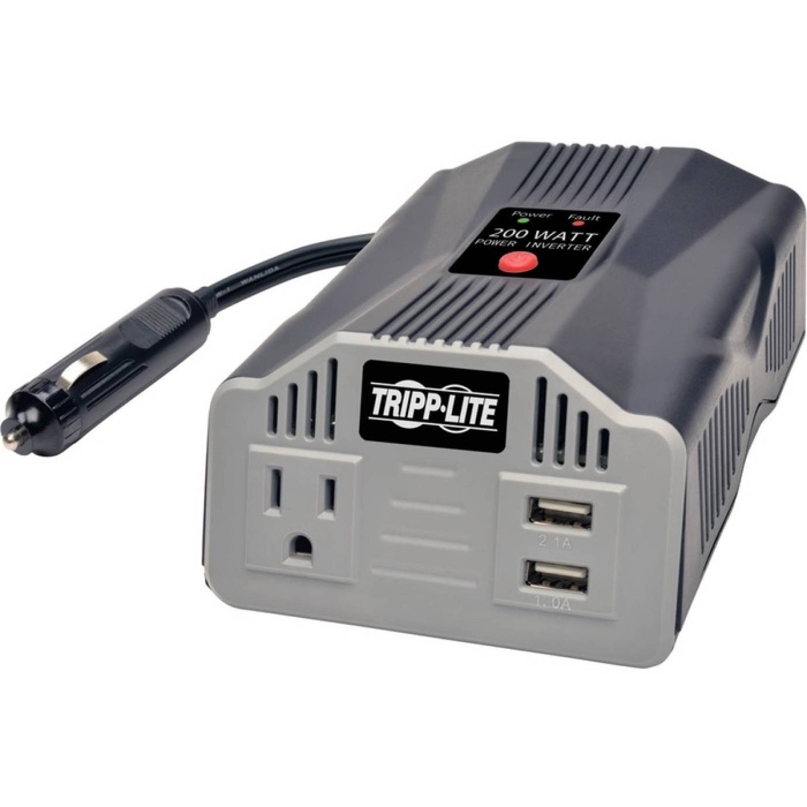 Tripp Lite UltraCompact Car Inverter 200W 12V DC a 120V AC 2 puertos de carga USB 1 salida