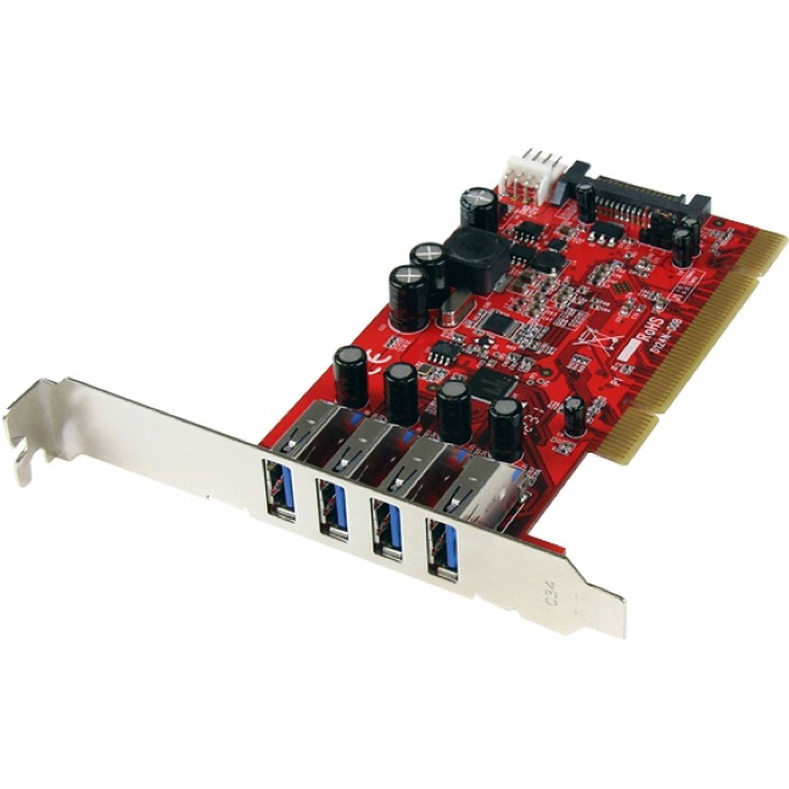 StarTechcom Tarjeta adaptadora PCI 30 SuperSpeed USB de 4 puertos con alimentacin SATA SP4