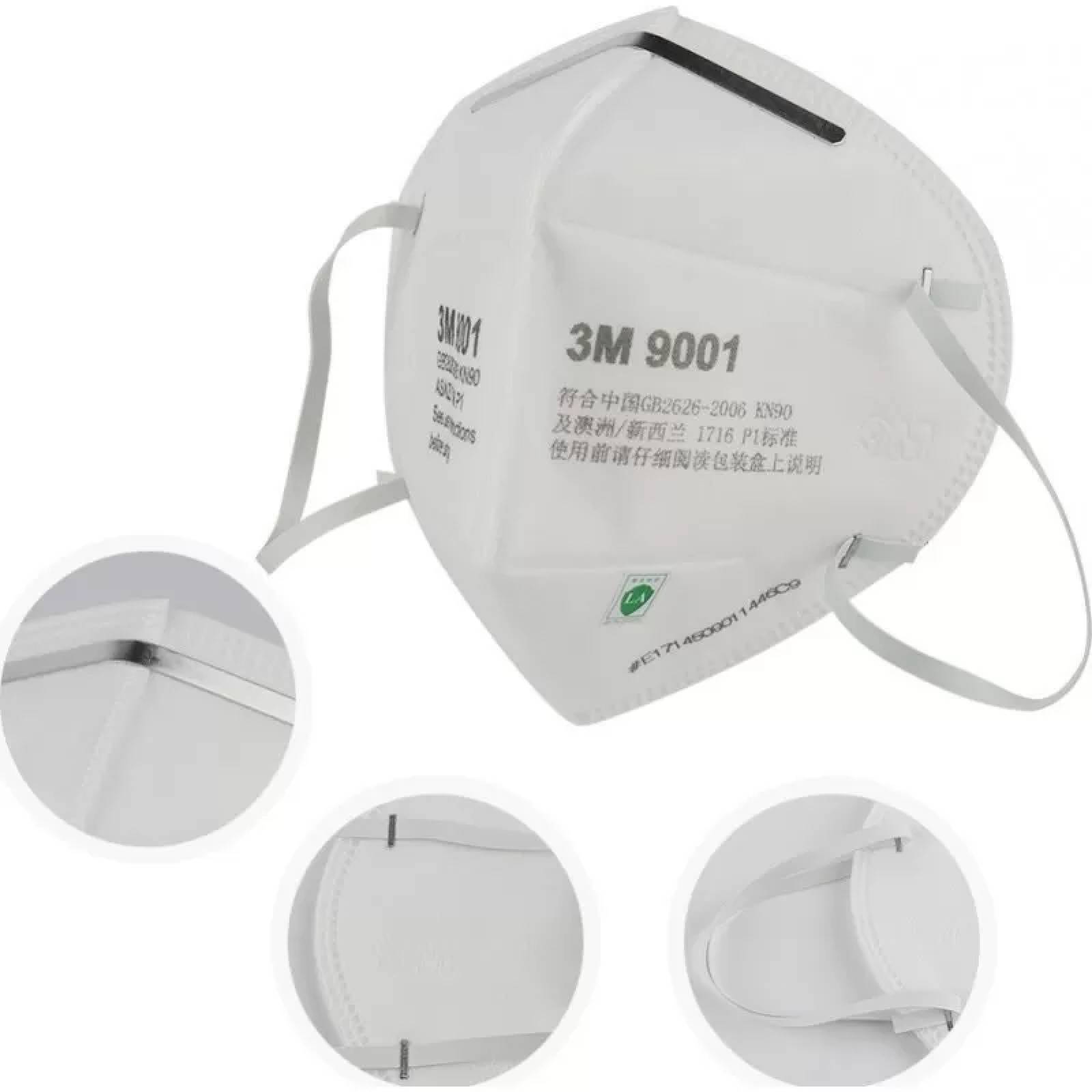 Cubrebocas 3M KN90 9001 FDA Desechable Antipolvo - 50 pzs 