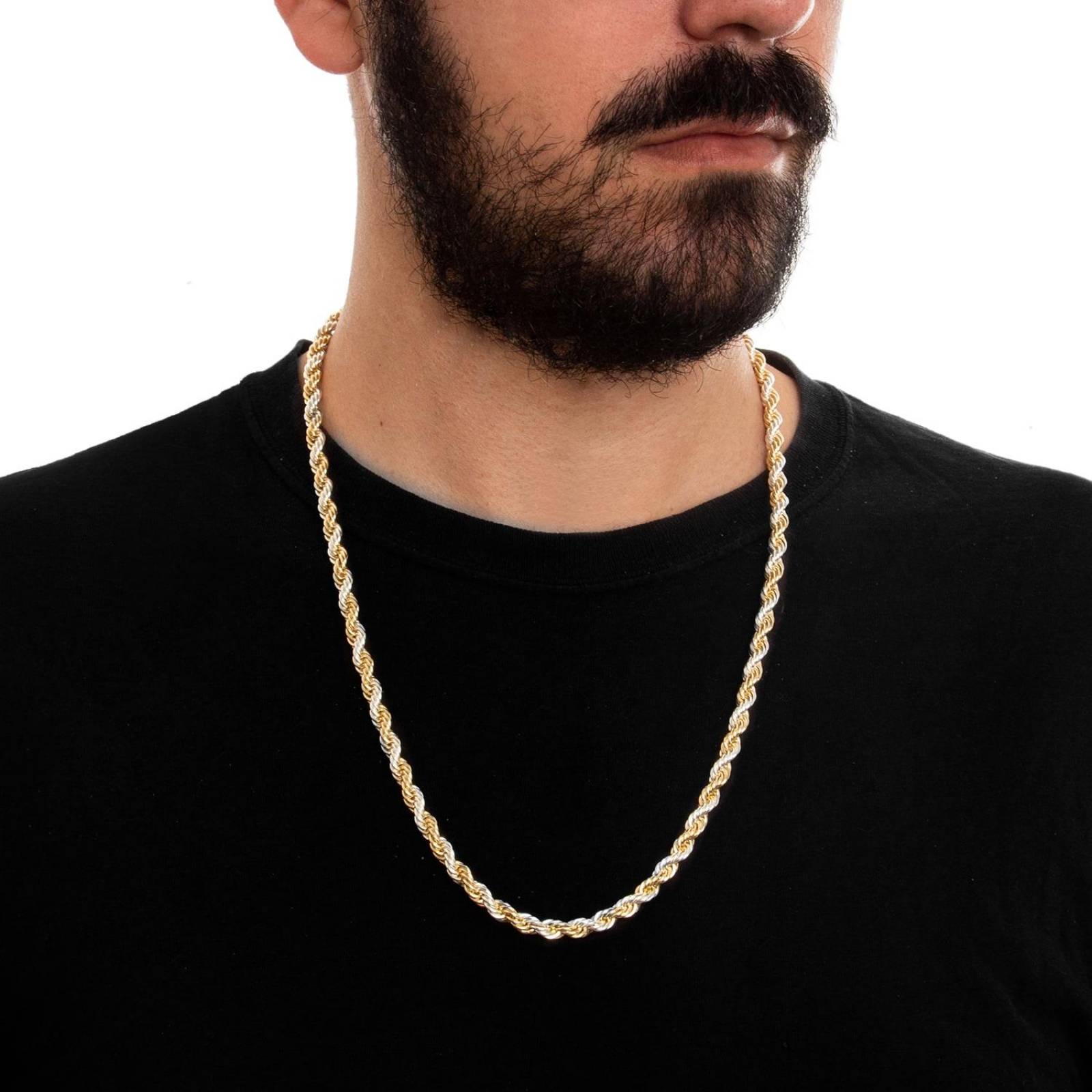 Cadena Torsal Bitono Hombre 6mm Chapa Oro 18K 