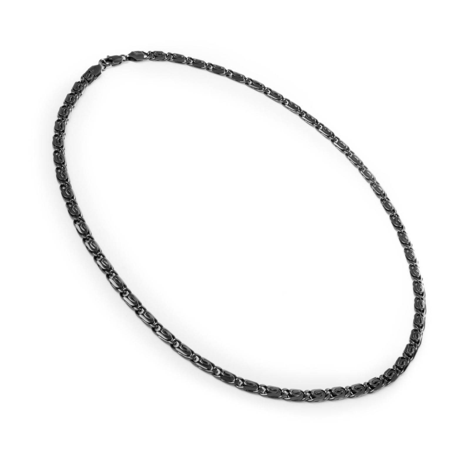 Cadena Collar Egipcia Unisex 6mm Negro 60cm Chapa de Oro 18k 