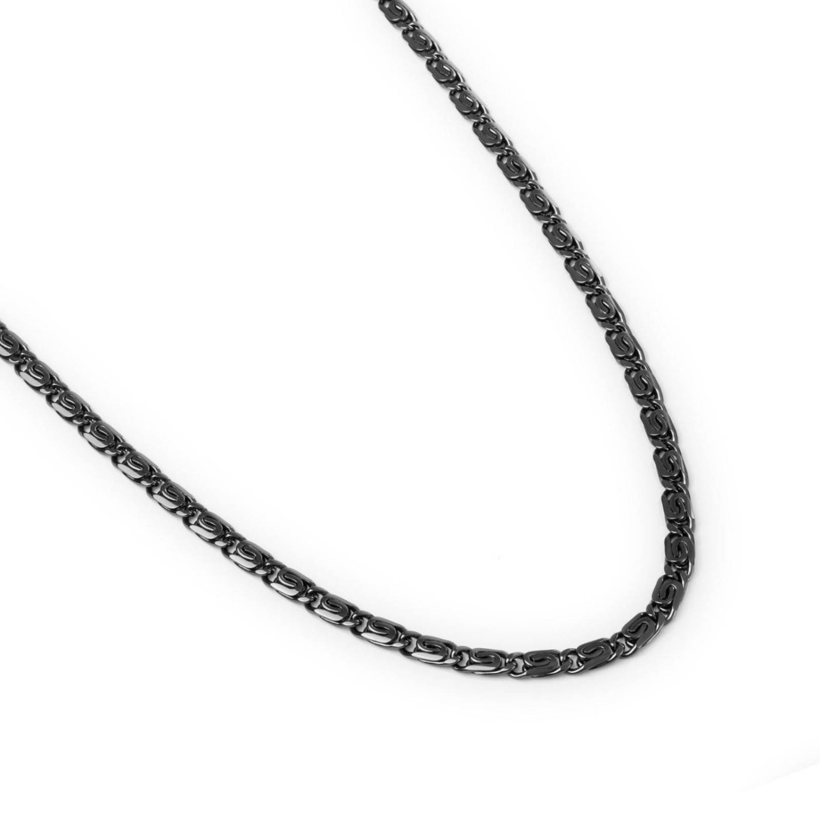 Cadena Collar Egipcia Unisex 6mm Negro 60cm Chapa de Oro 18k 