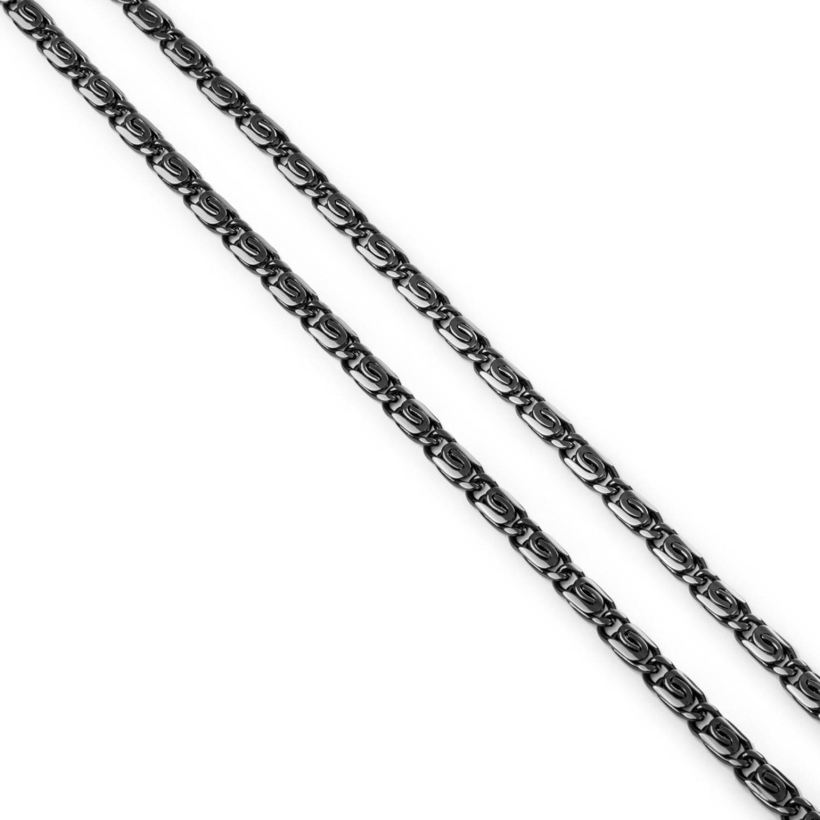 Cadena Collar Egipcia Unisex 6mm Negro 60cm Chapa de Oro 18k 