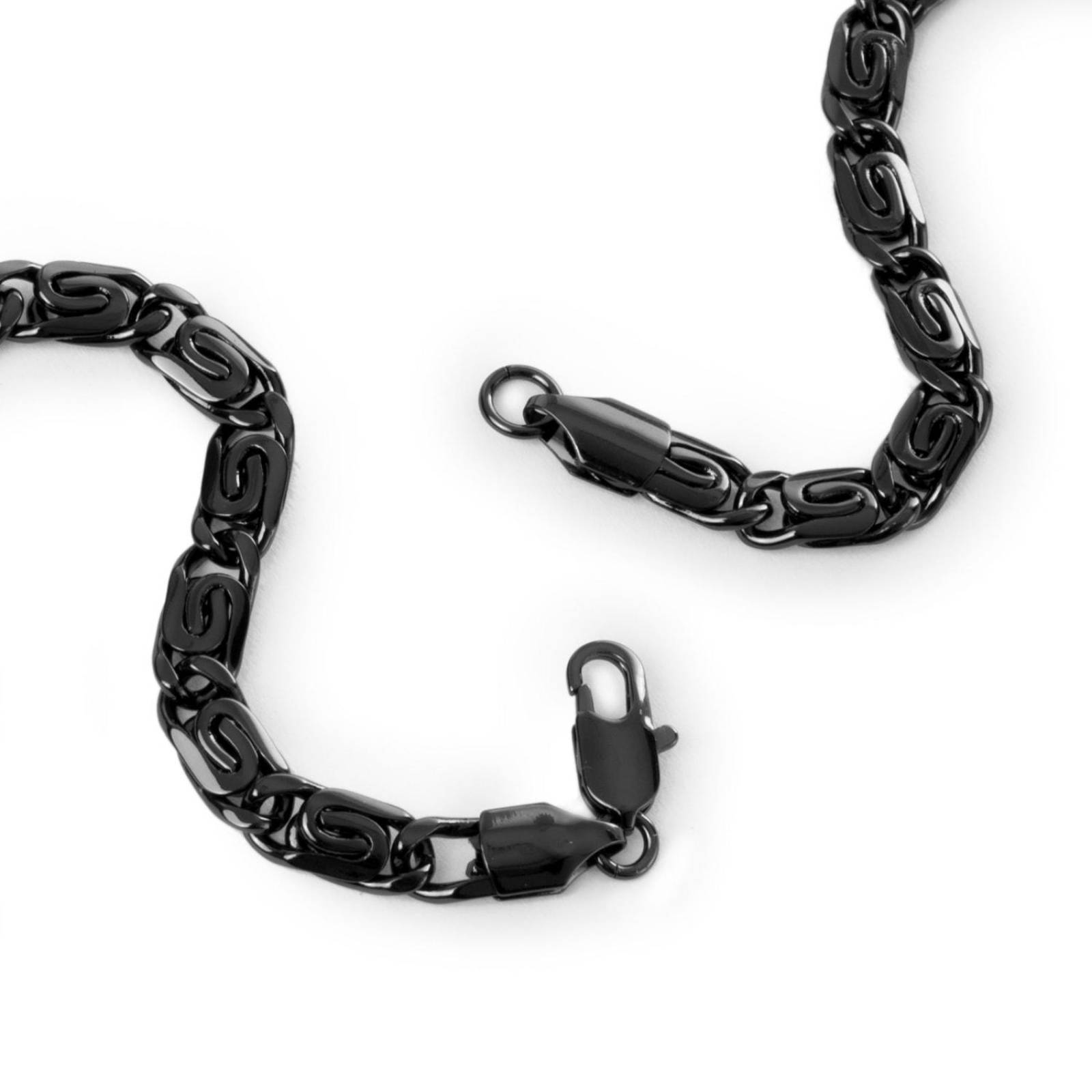 Cadena Collar Egipcia Unisex 6mm Negro 60cm Chapa de Oro 18k 