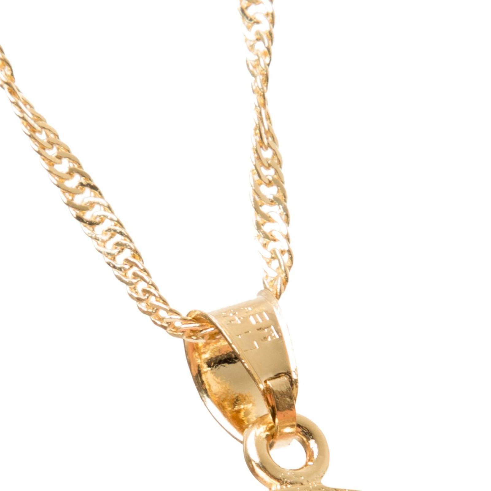 Dije Inicial / Letra I con Zirconias y Cadena Chapa Oro 18K 