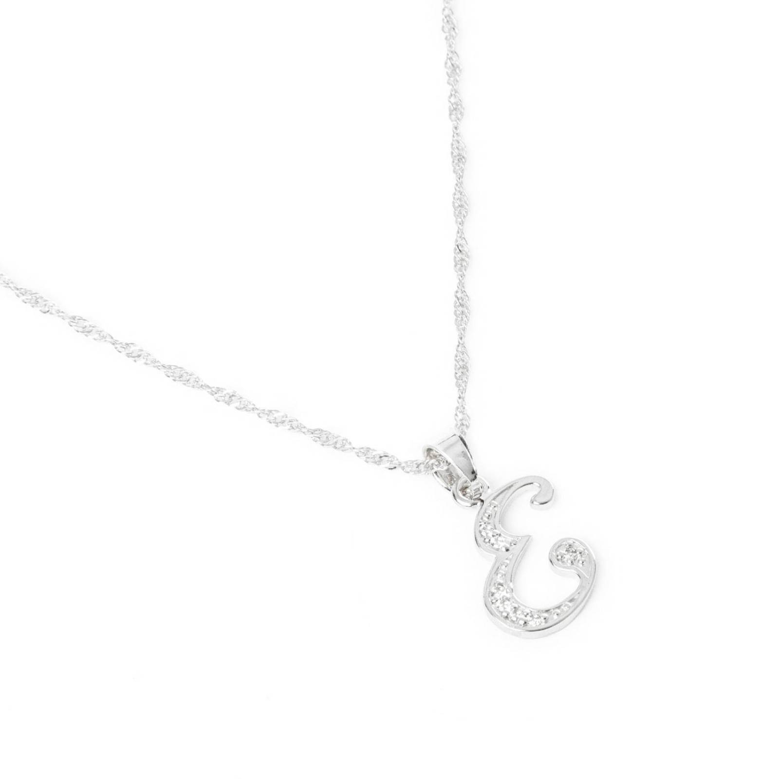 Dije Inicial / Letra E Zirconias Plata .925 + Cadena Regalo 