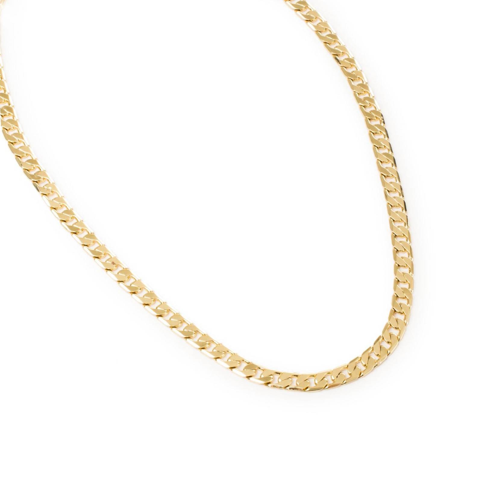 Cadena Collar Cubana Moda 7mm Unisex 50 cm Chapa de Oro 18k 