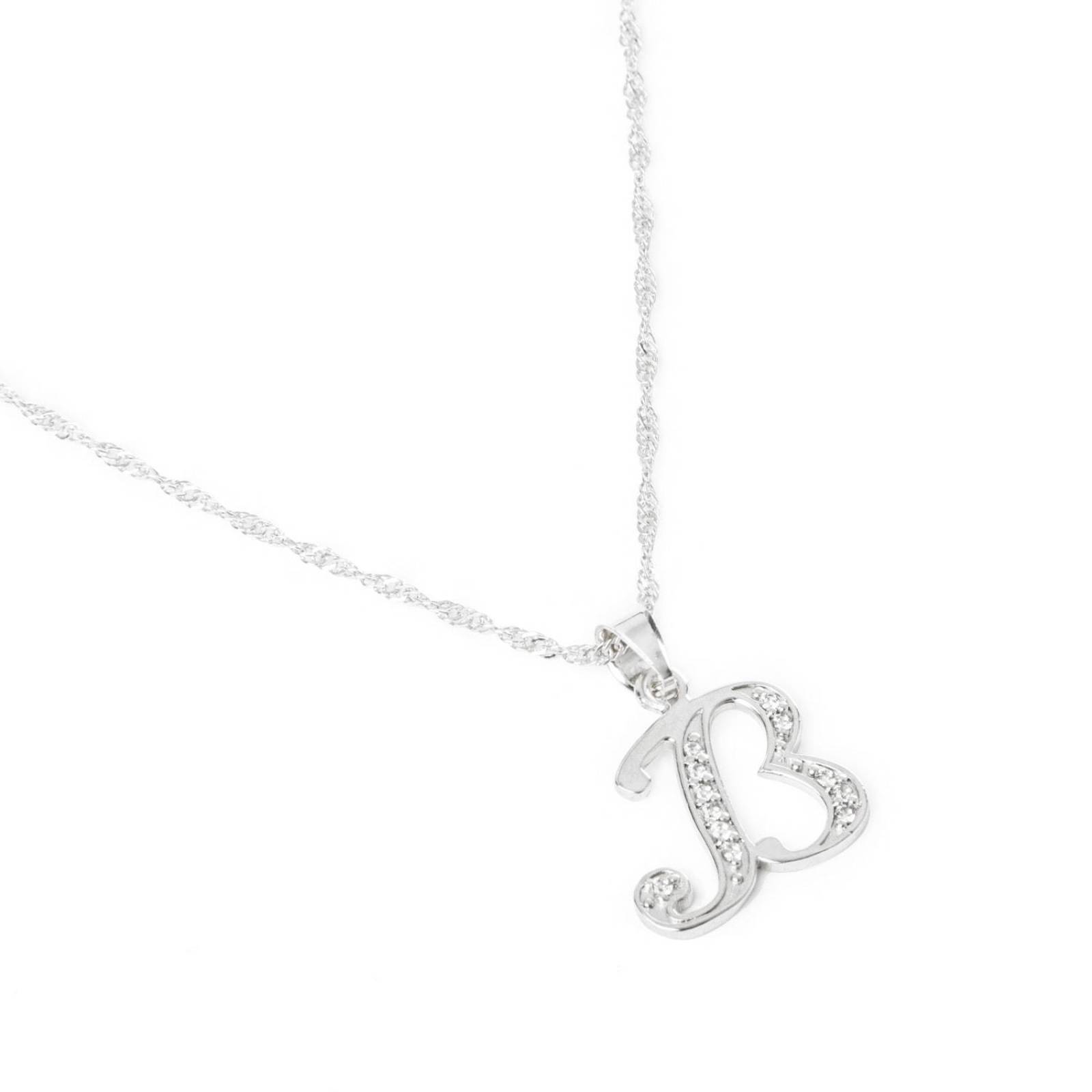 Dije Inicial / Letra B Zirconias Plata .925 + Cadena Regalo