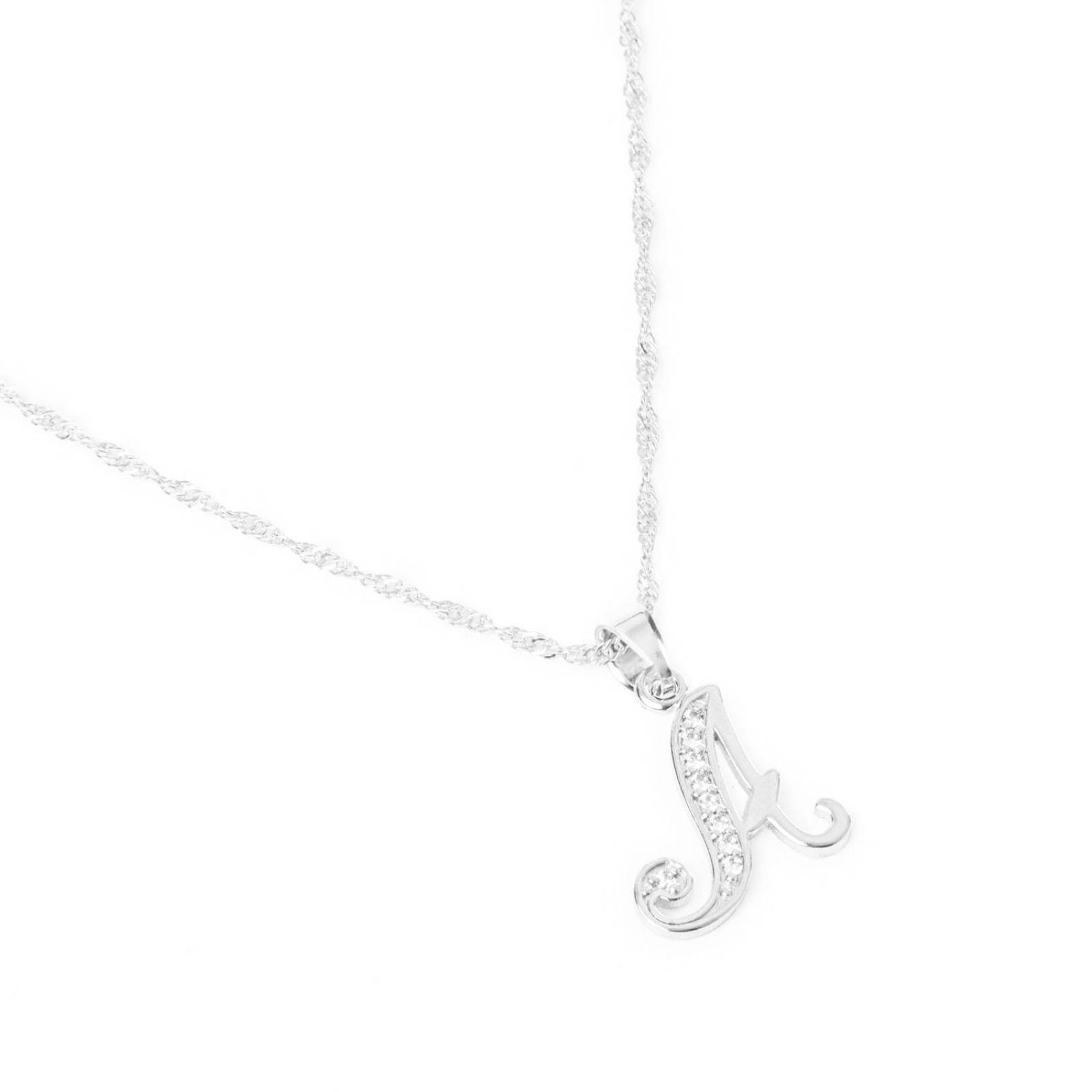 Dije Inicial / Letra A Zirconias Plata .925 + Cadena Regalo 