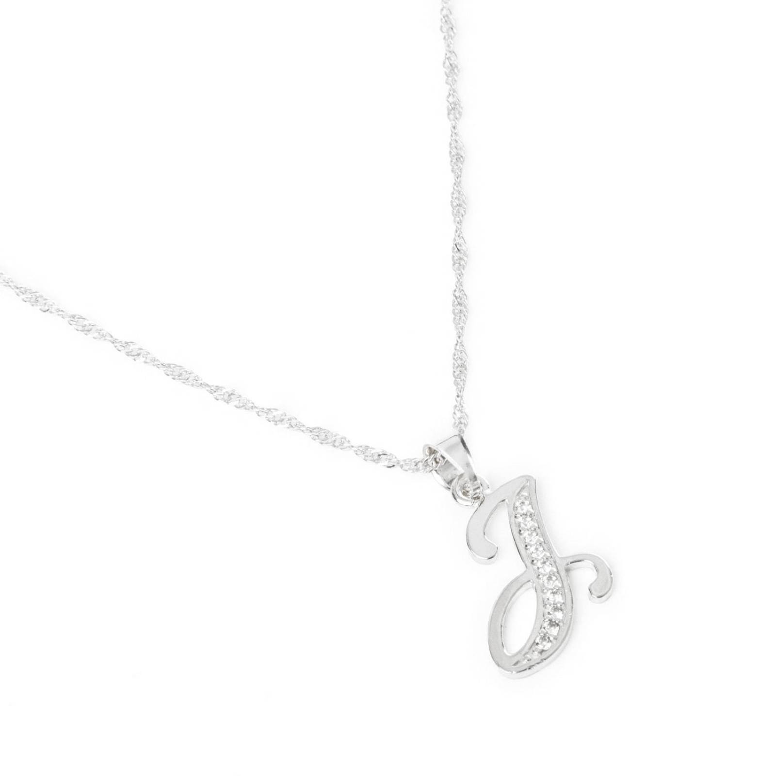 Dije Inicial / Letra J Zirconias Plata .925 + Cadena Regalo 
