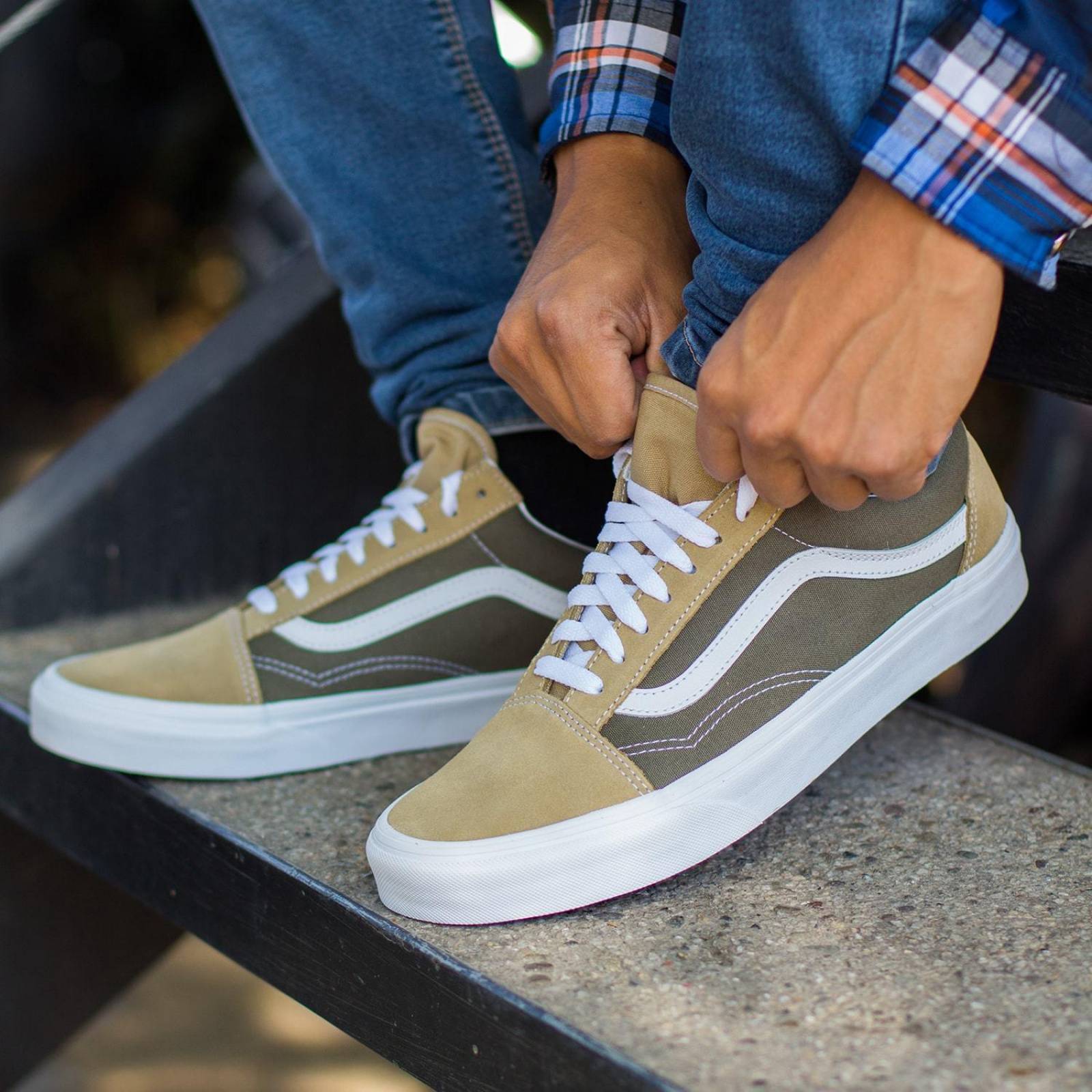 Tenis Vans Old Skool - 3WKT4PF - Verde Oliva - Hombre 