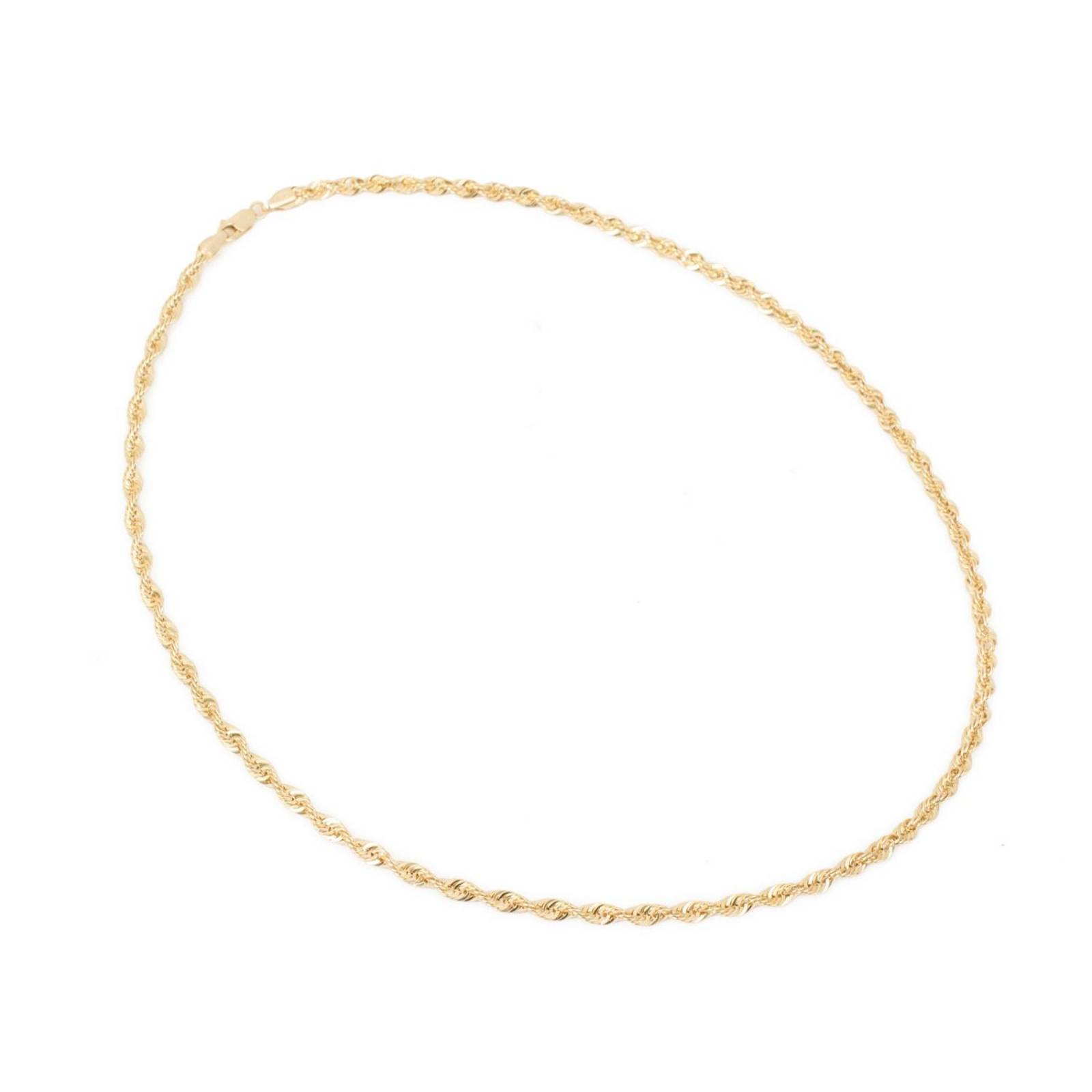 Cadena Collar Torsal 4mm Unisex 50cm Oro Italiano Hueco 10k 
