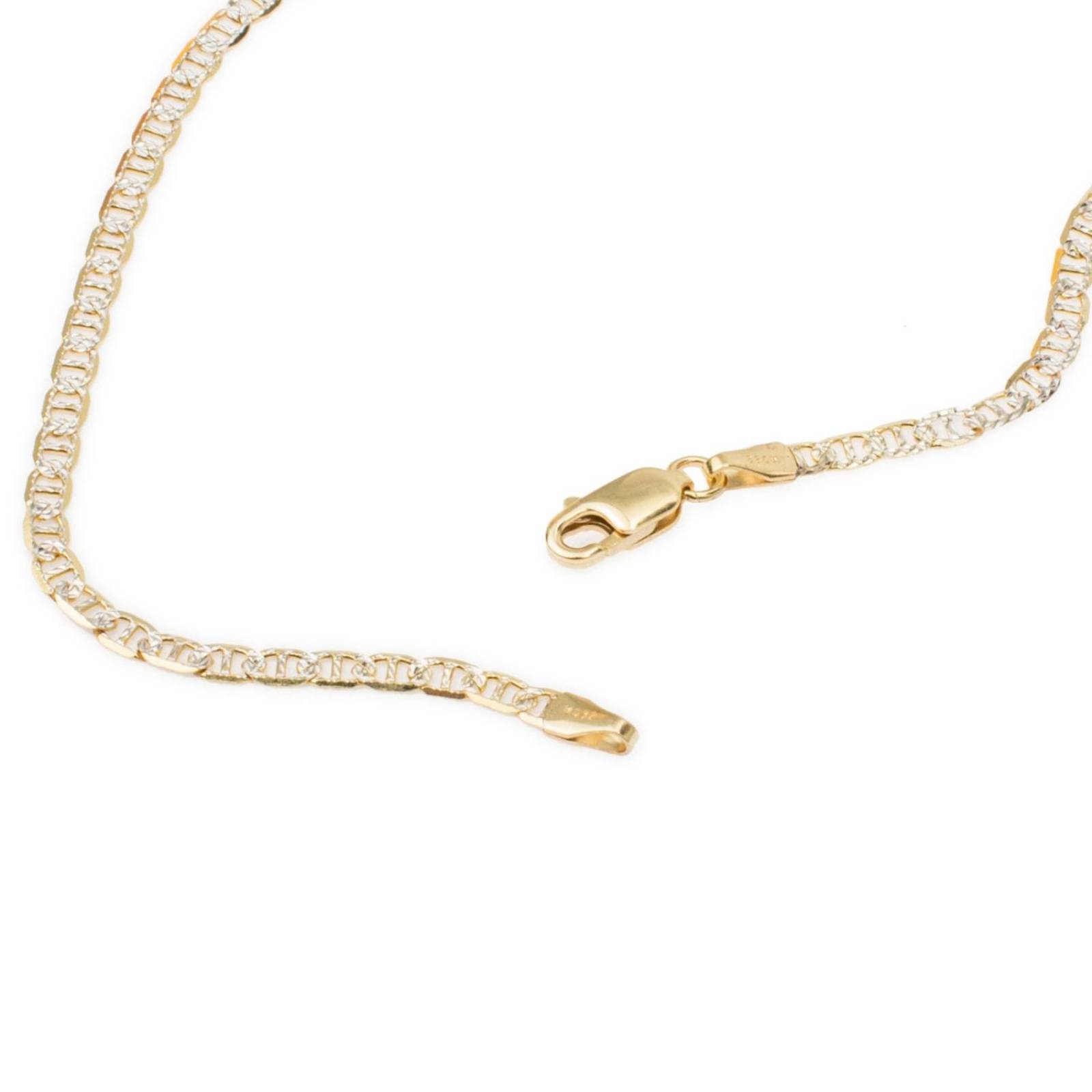 Cadena Marinera Bitono 3mm Unisex 55cm Oro Italiano Solido 10k 