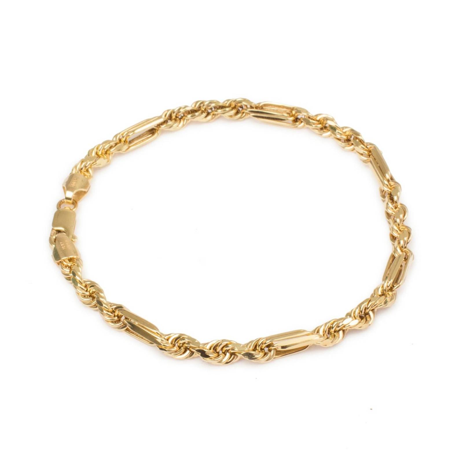 Pulsera Torsal Figaro 5mm Unisex 21cm Oro Italiano Hueco 10k 