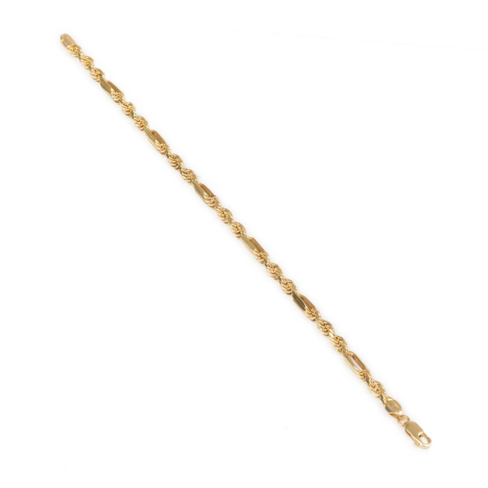 Pulsera Torsal Figaro 5mm Unisex 21cm Oro Italiano Hueco 10k 