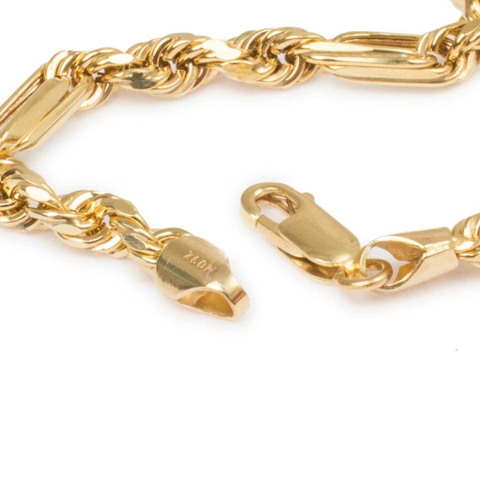 Pulsera Torsal Figaro 5mm Unisex 21cm Oro Italiano Hueco 10k 