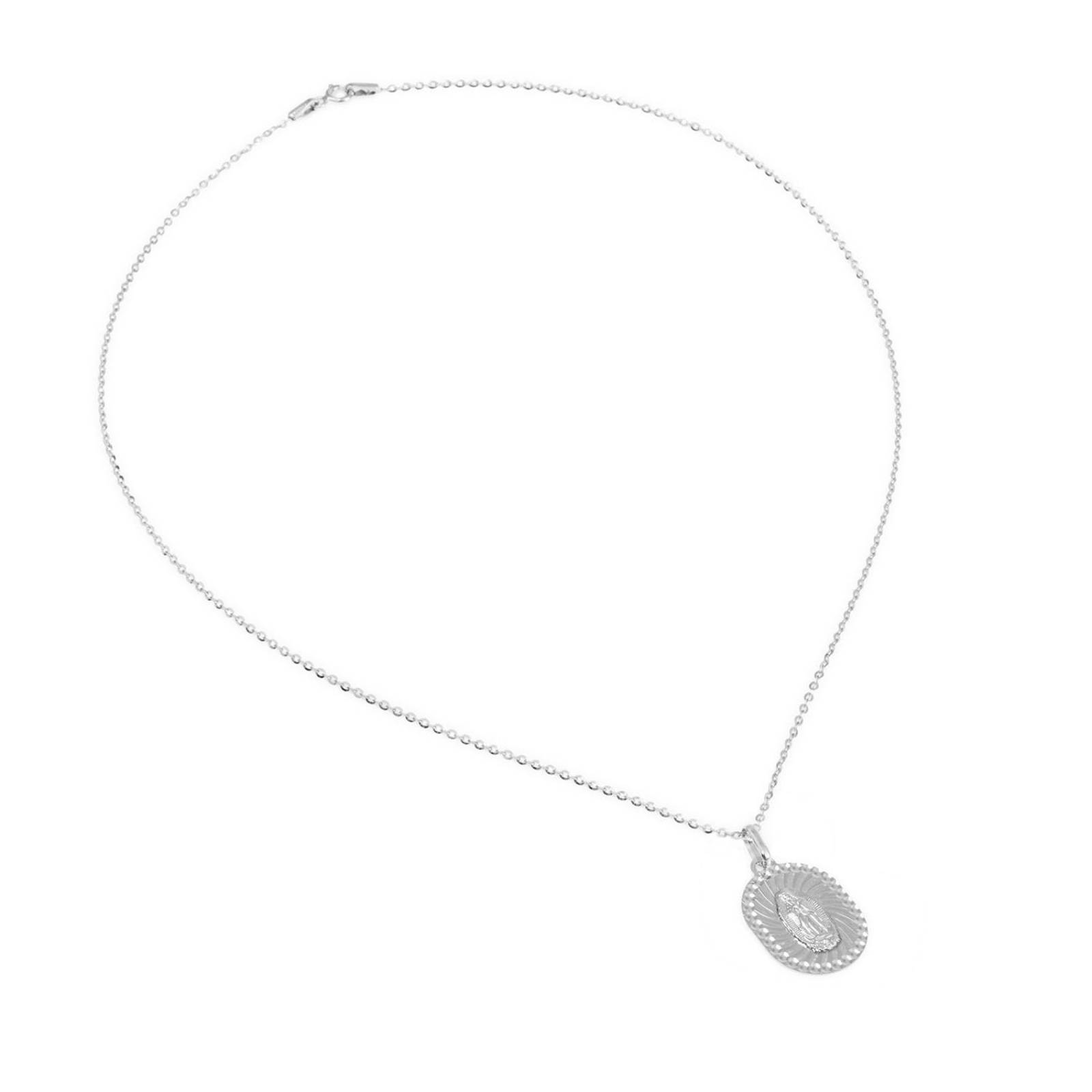 Gargantilla Collar Semi Ovalada Virgen Guadalupe Plata .925 