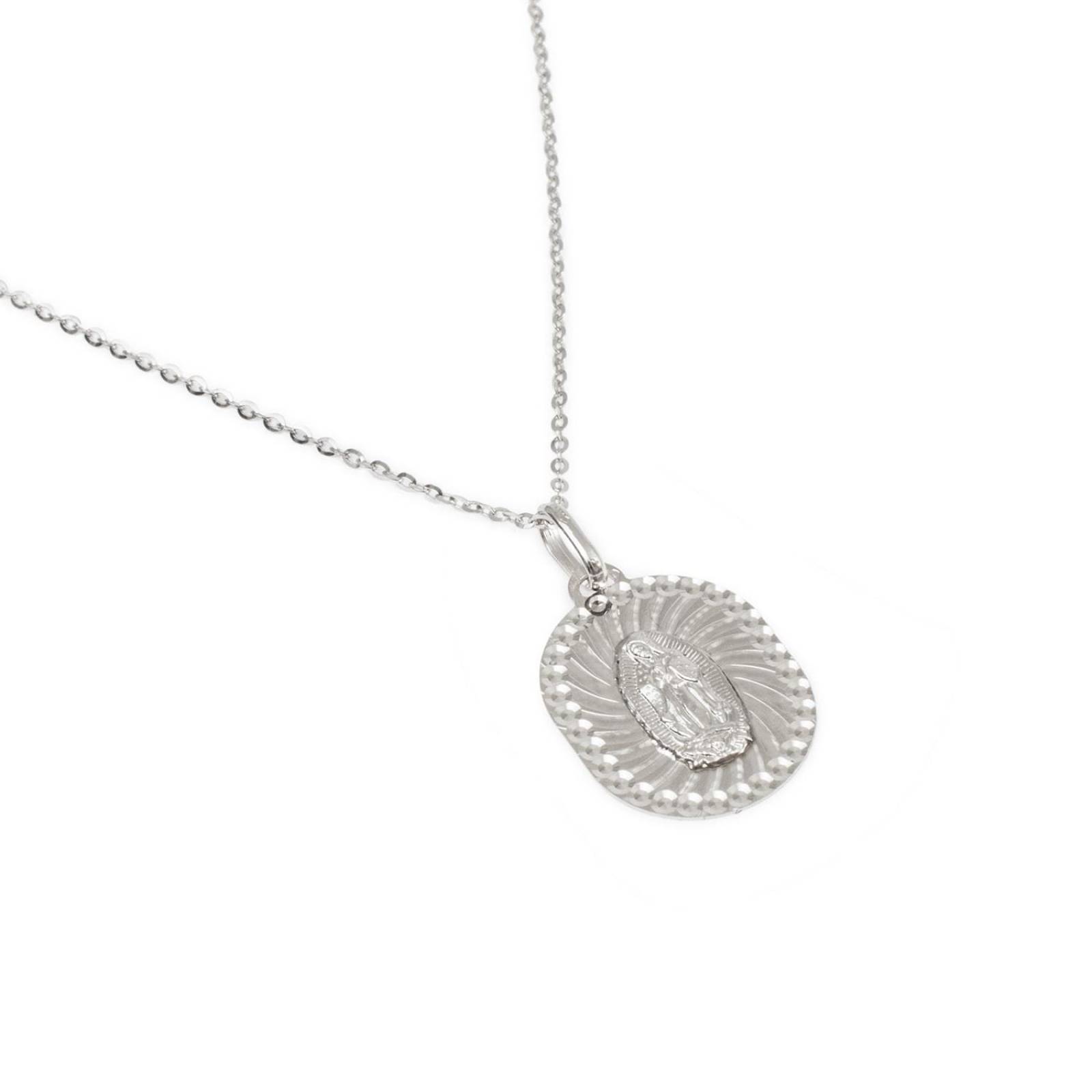 Gargantilla Collar Semi Ovalada Virgen Guadalupe Plata .925 